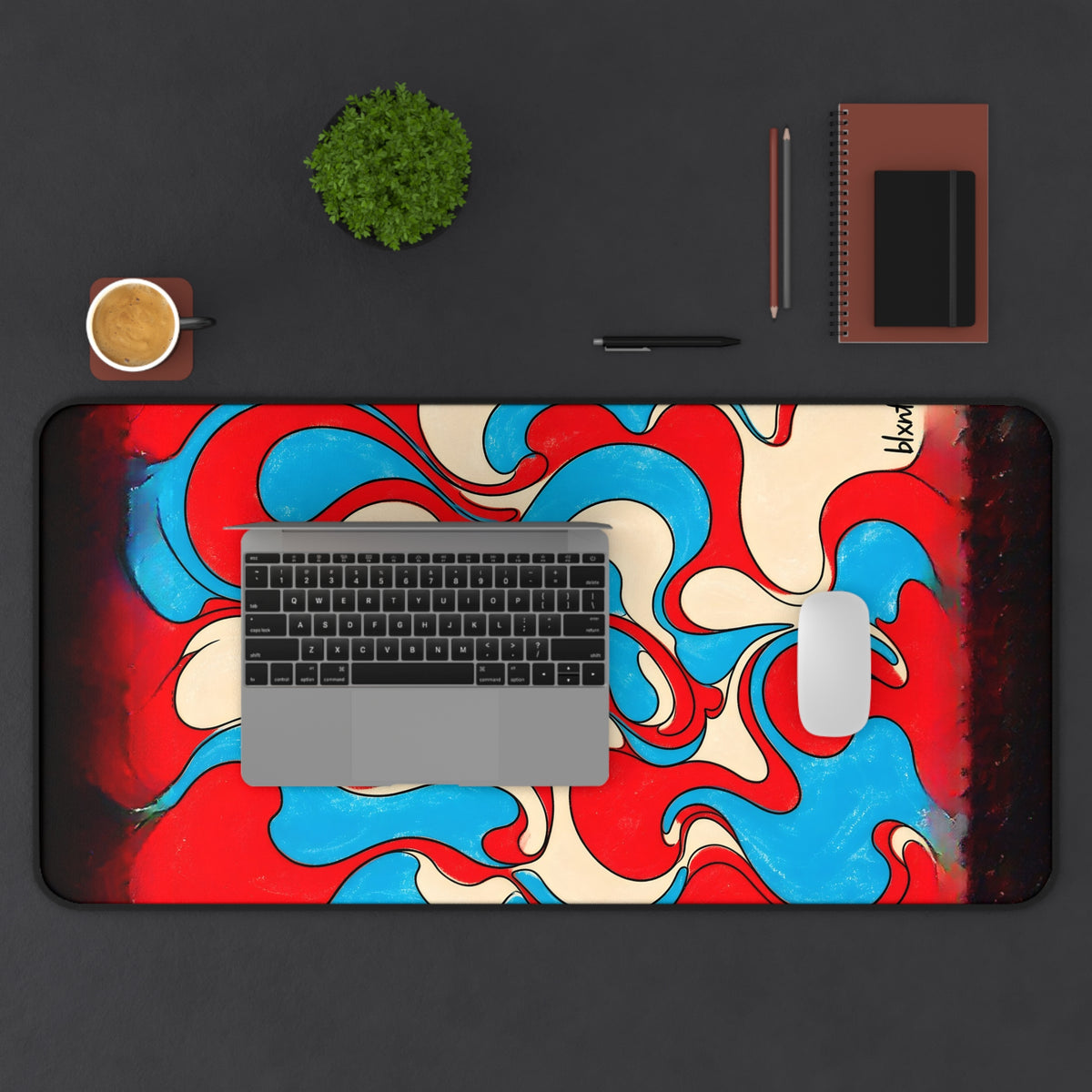 Fillmore Flow - Red, Cyan & Cream Desk Mat