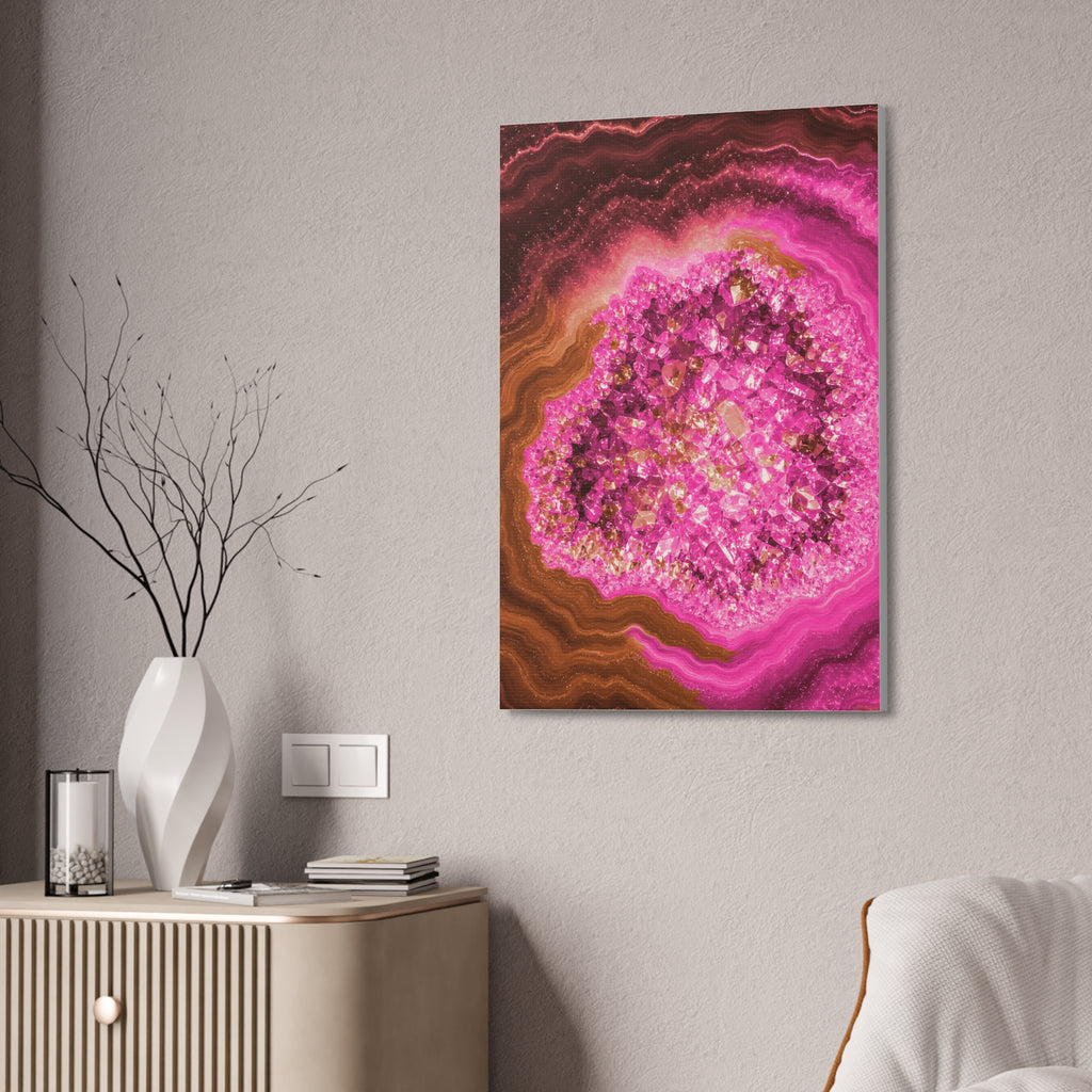 Geode Core - Terracotta Neon Glossy Canvas