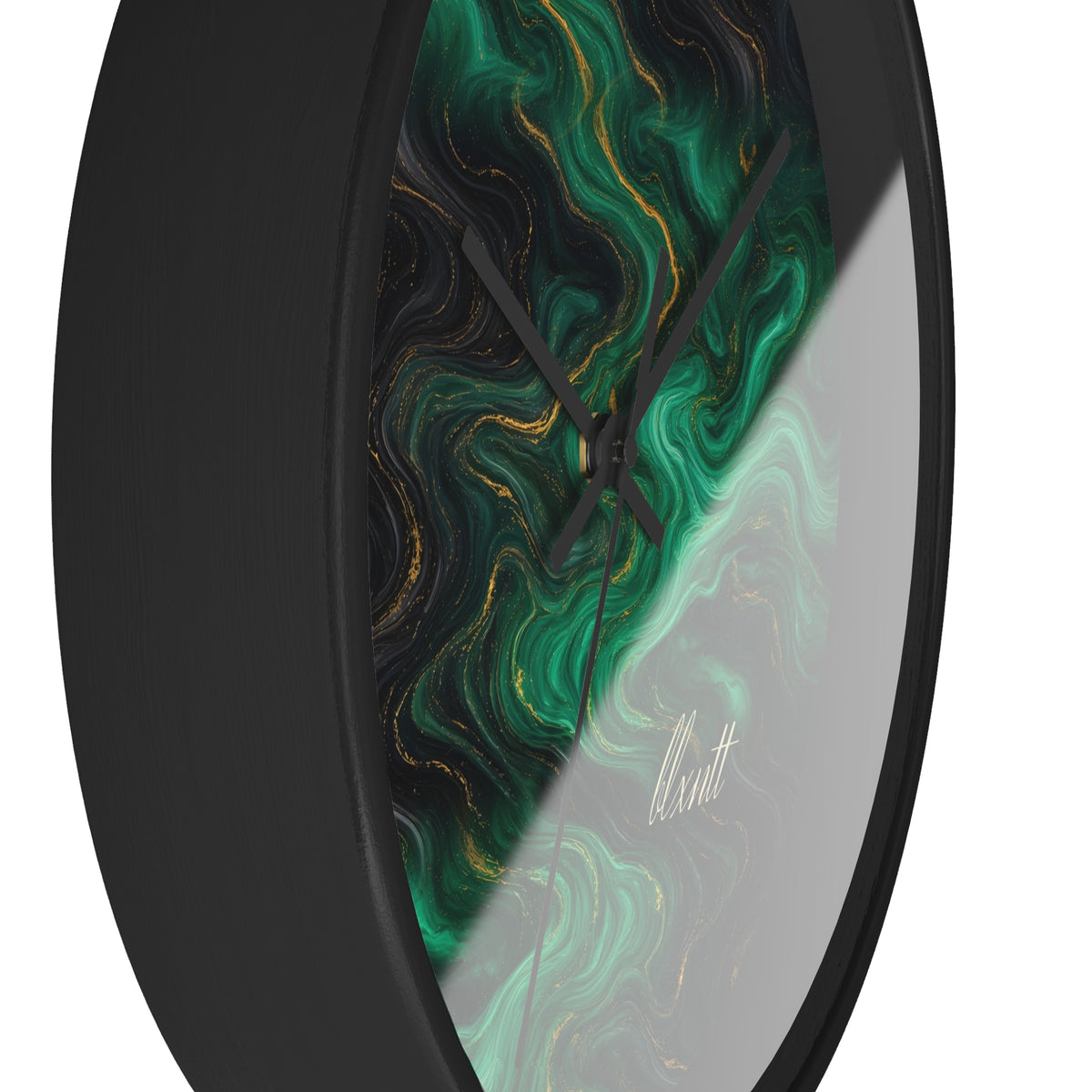 Emerald & Black Marble Wall Clock