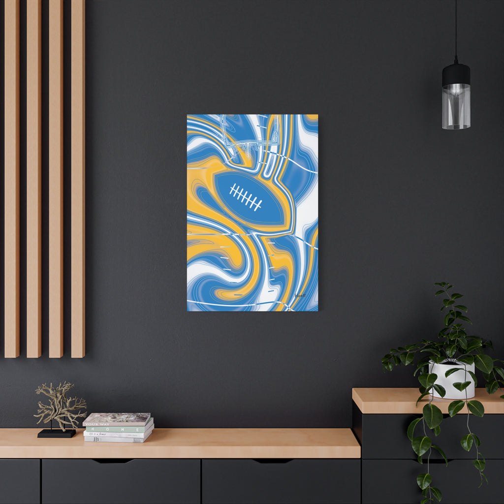 Powder Blue & Gold Trippy Football Canvas