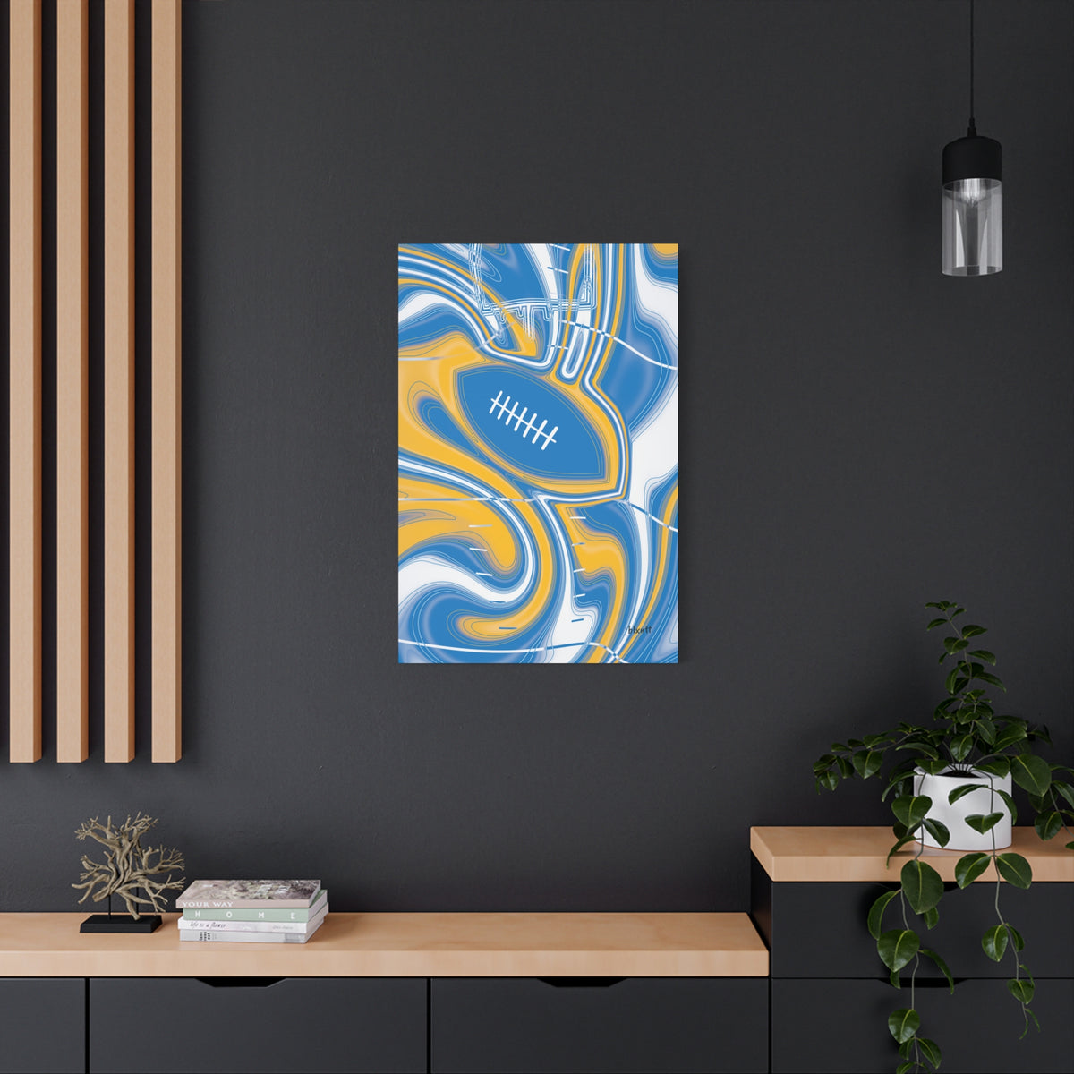 Powder Blue & Gold Trippy Football Canvas