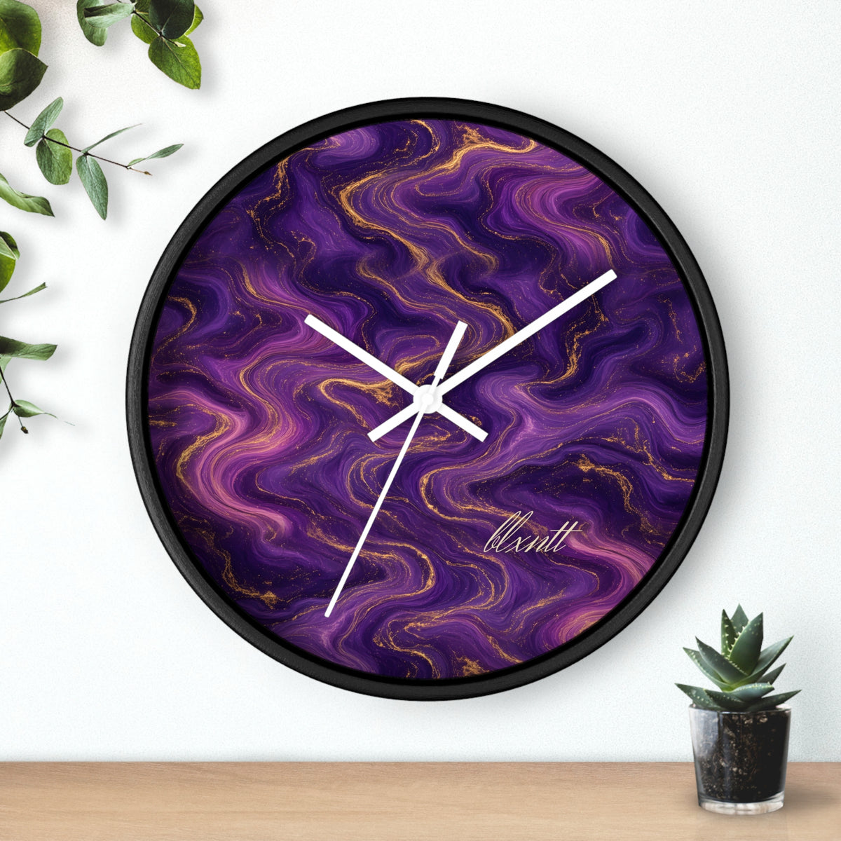 Royal Purple Marble Wall Clock