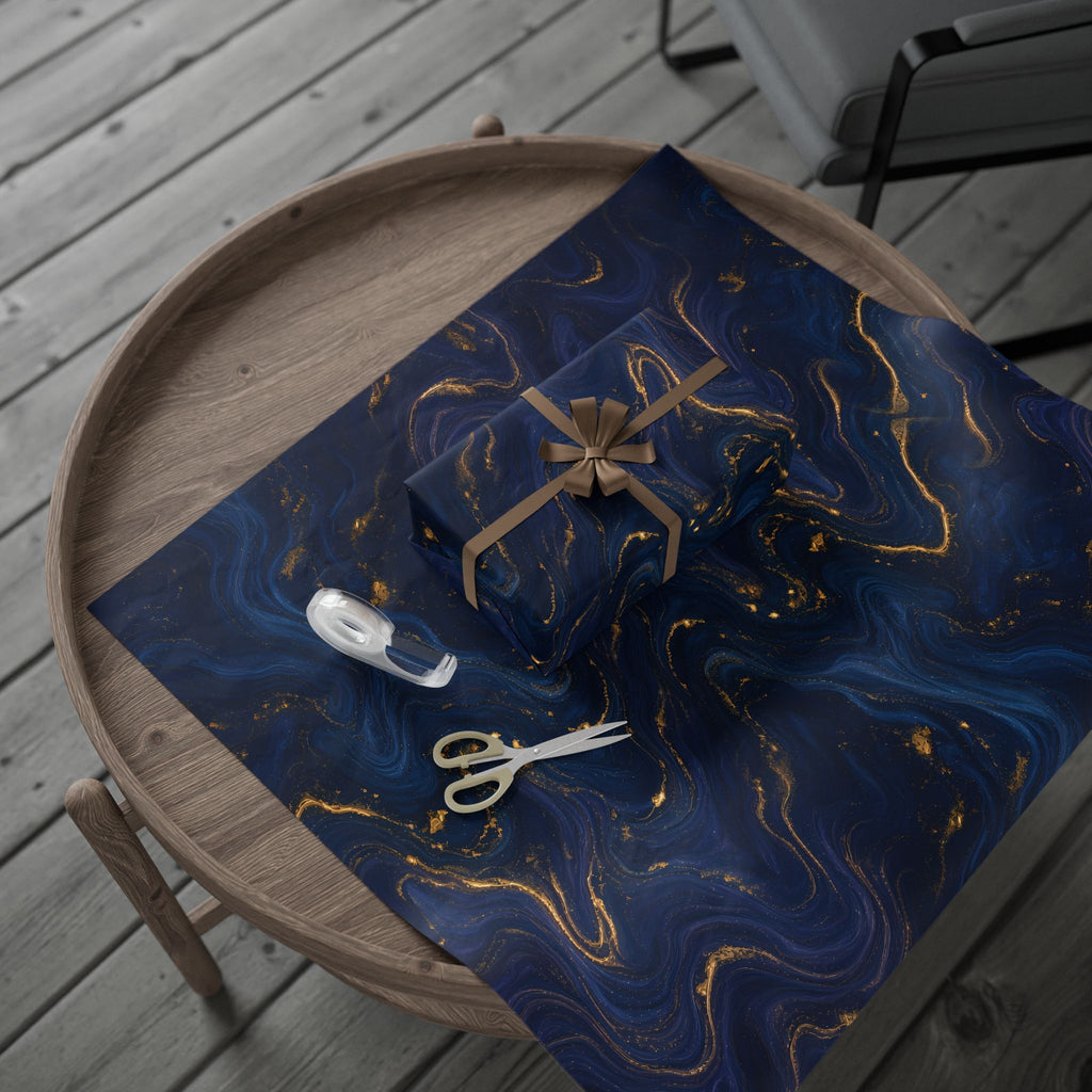 Navy & Gold Marble Wrapping Paper