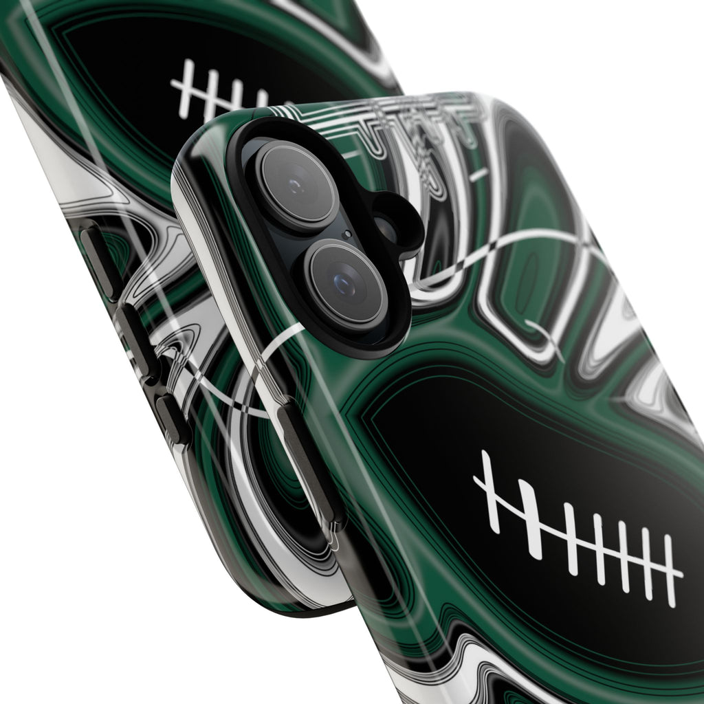 Hunter Green & White Trippy Football Phone Case
