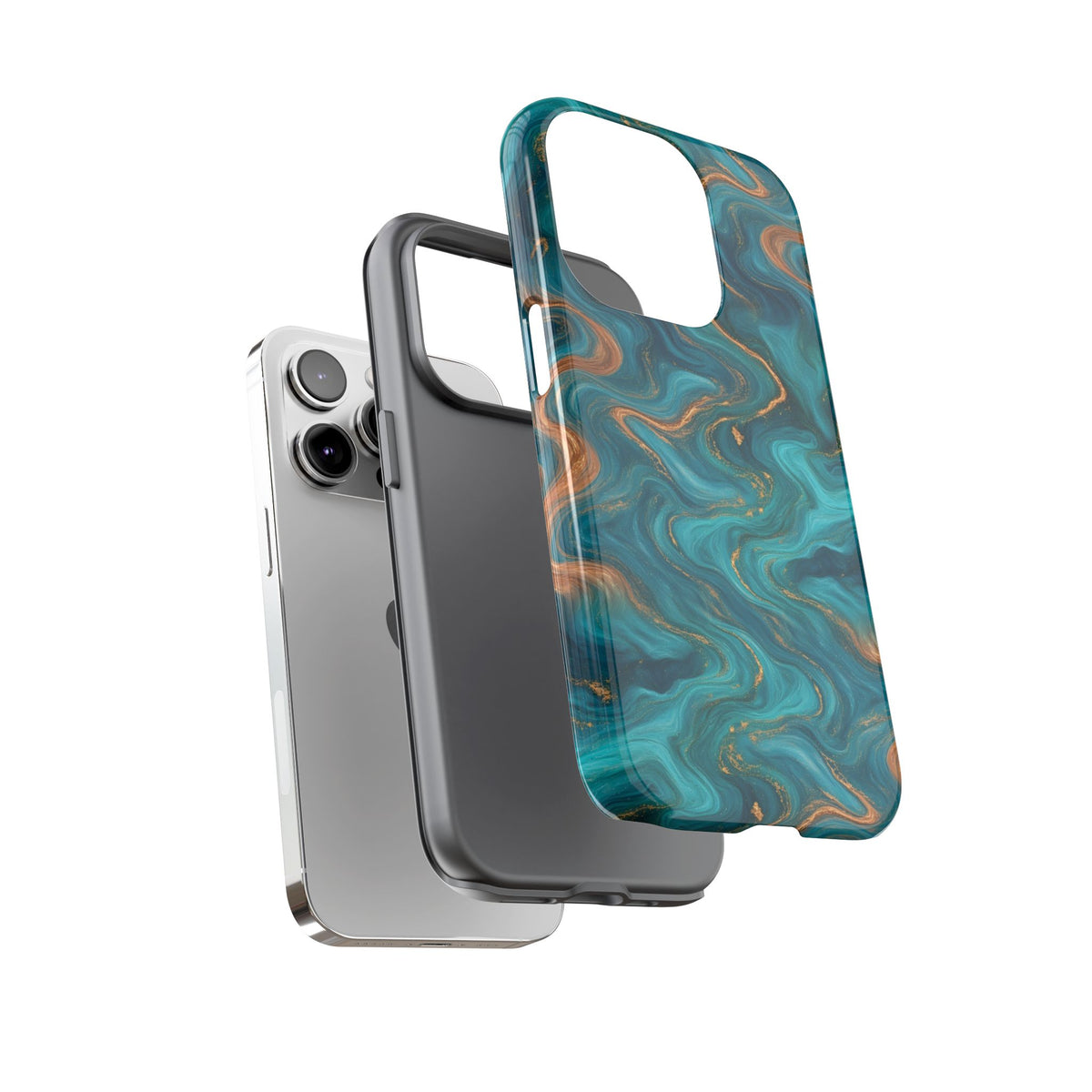 Turquoise & Copper Marble Phone Case