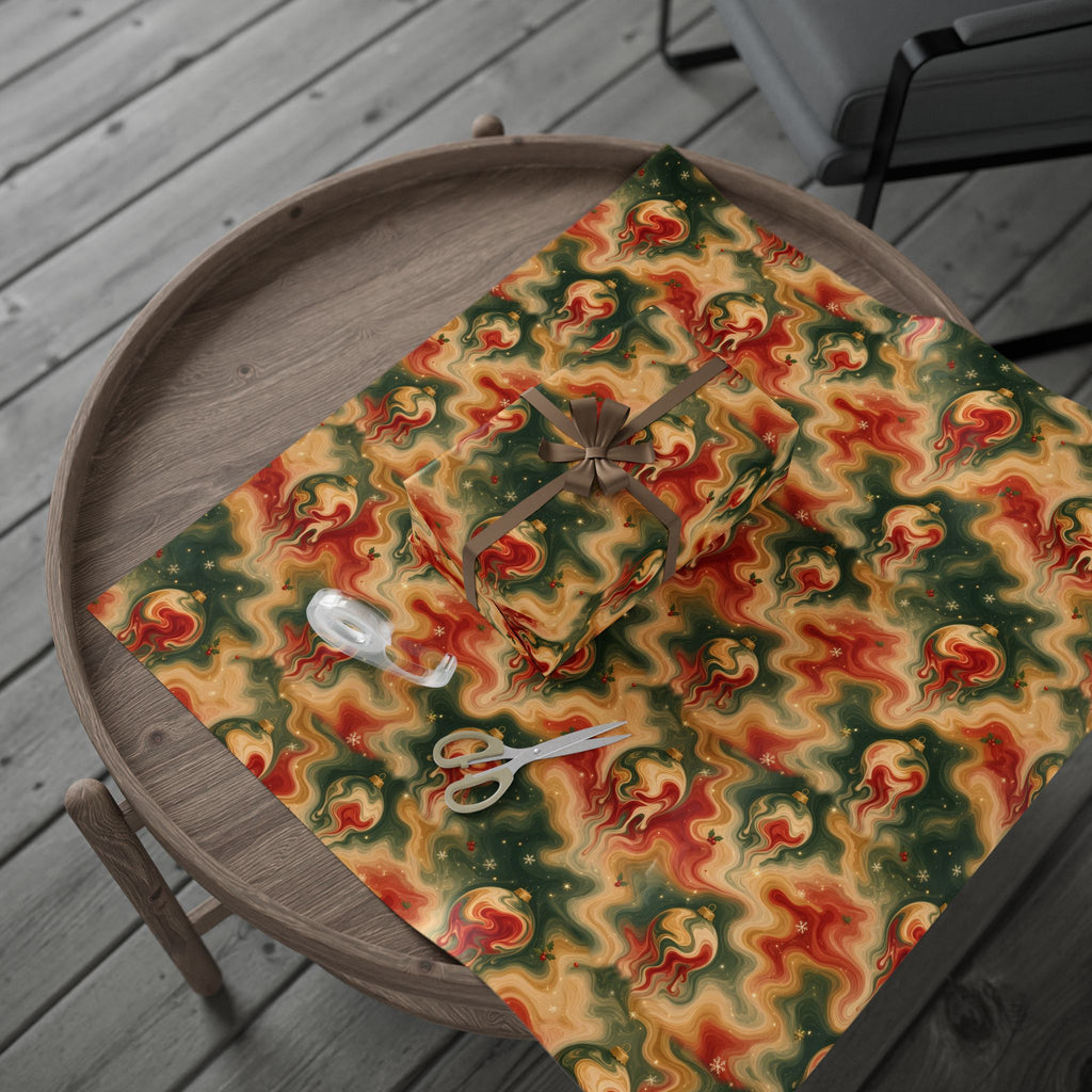 Melting Ornaments Trippy Christmas Wrapping Paper
