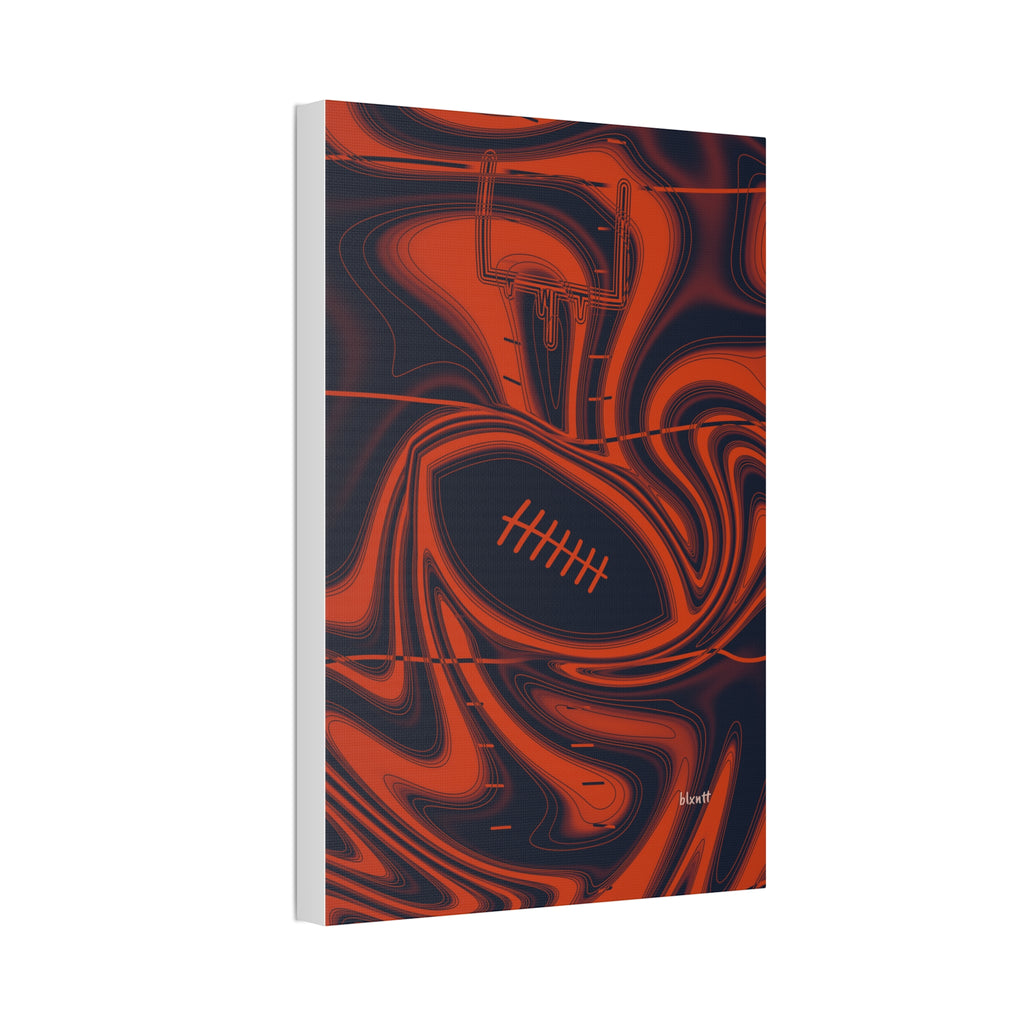 Navy & Orange Trippy Football Glossy Canvas