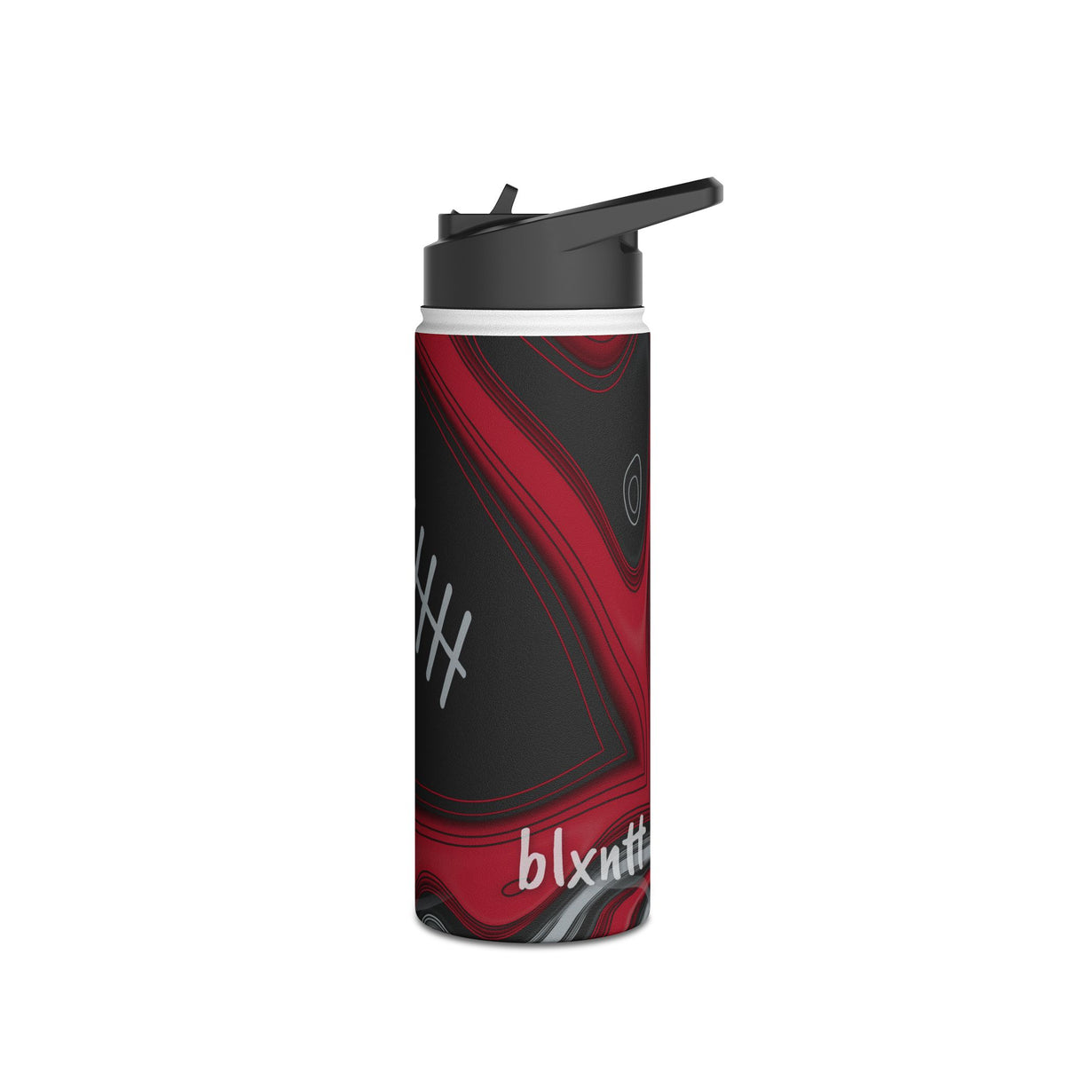 Red, Black & Silver Trippy Football Water Bottle