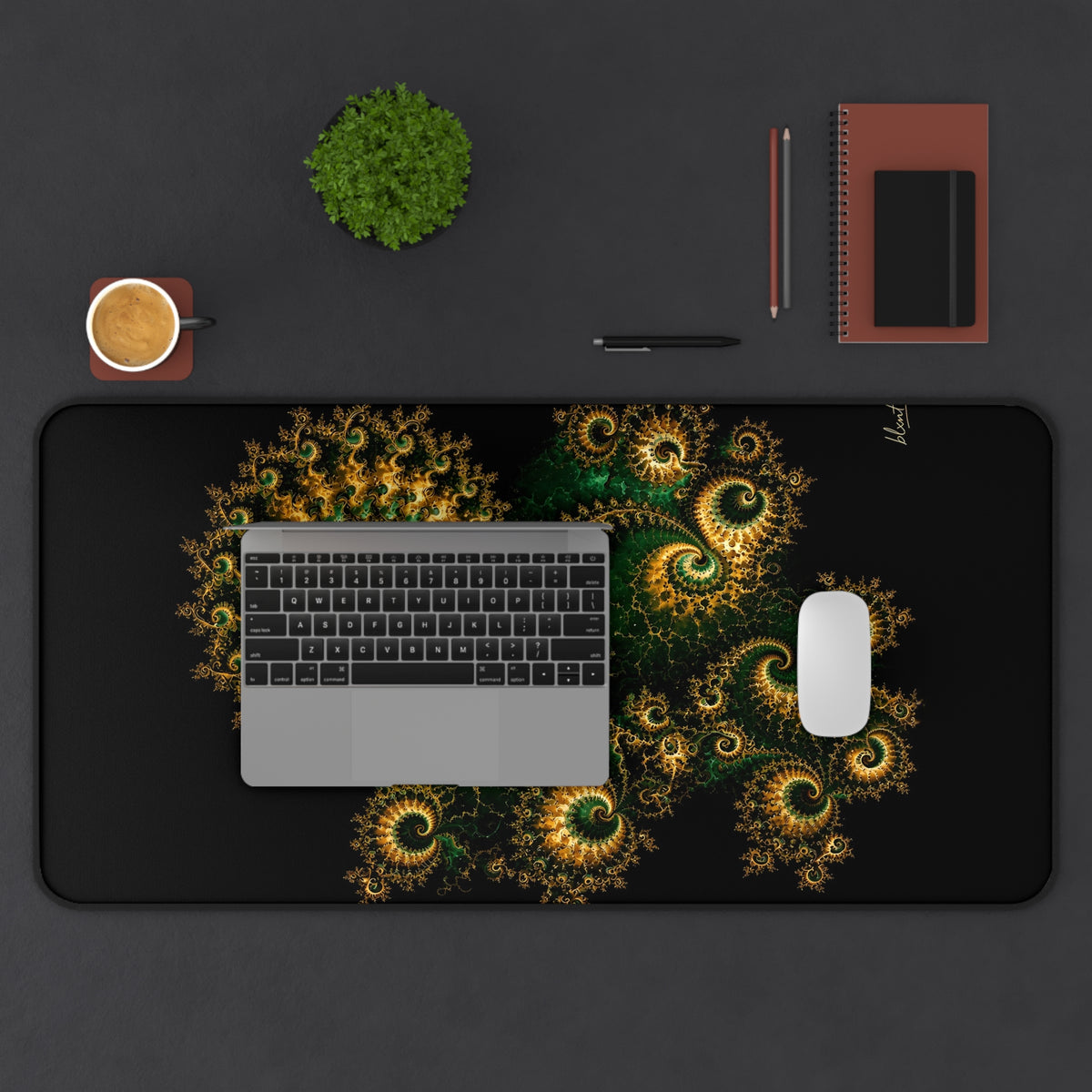 Copper Infinity - Emerald & Gold Desk Mat