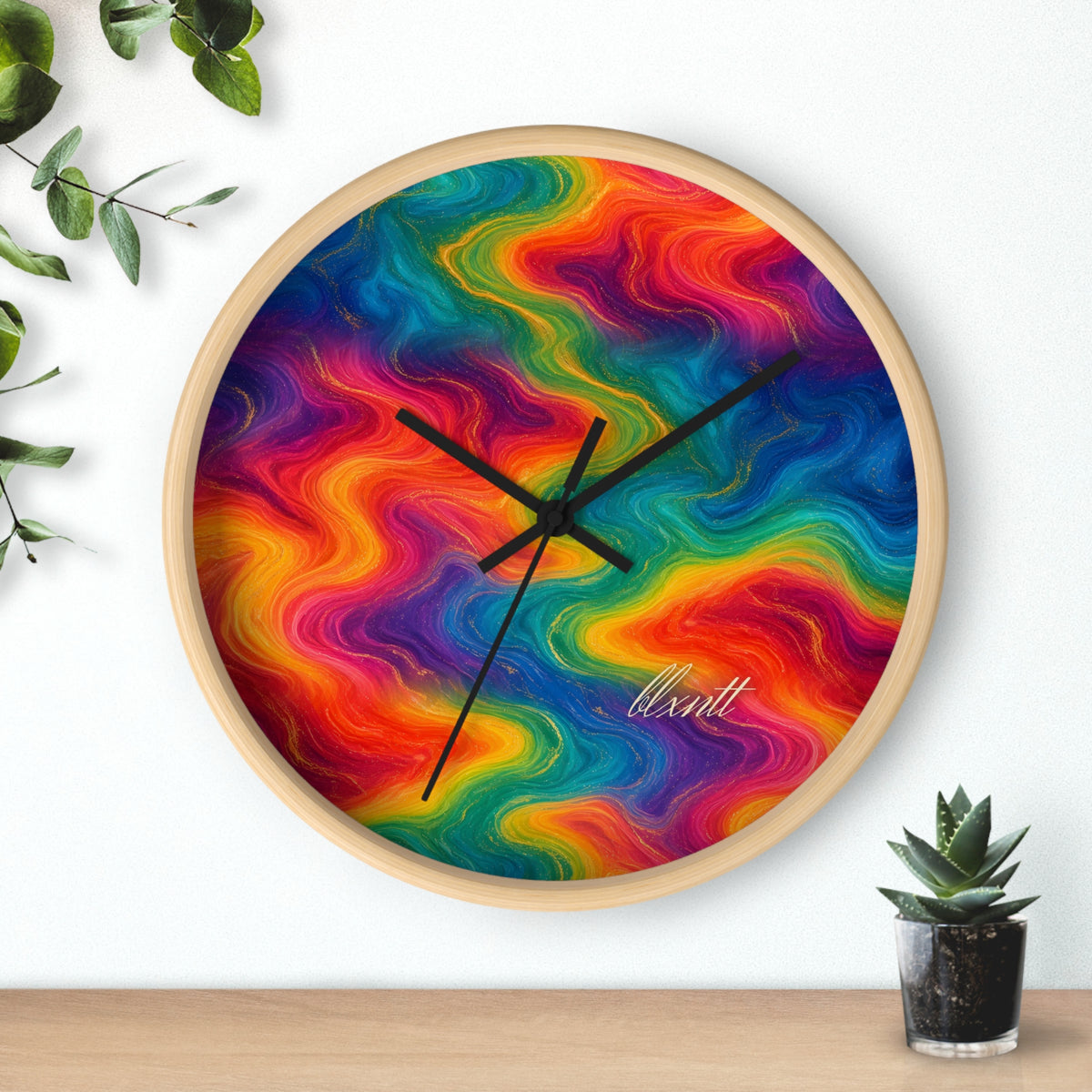Rainbow Marble Wall Clock