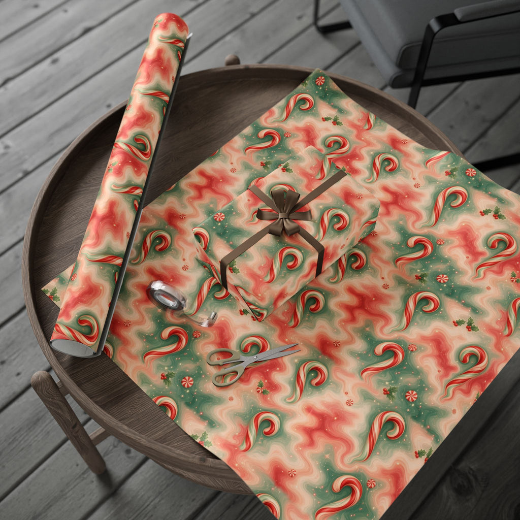 Candy Cane Trippy Christmas Wrapping Paper