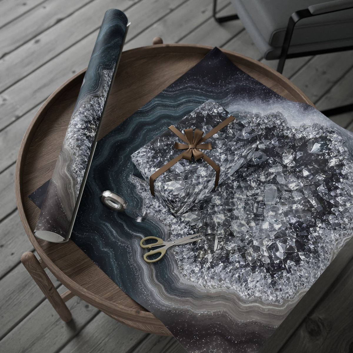 Geode Core - Silver Smoke Wrapping Paper