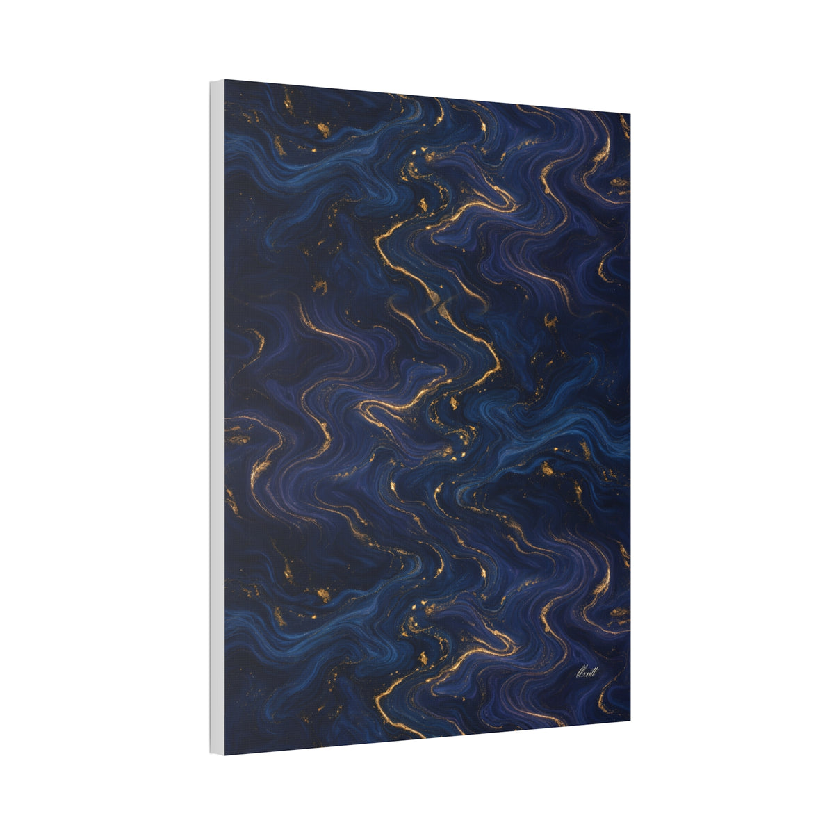 Navy & Gold Marble Glossy Canvas