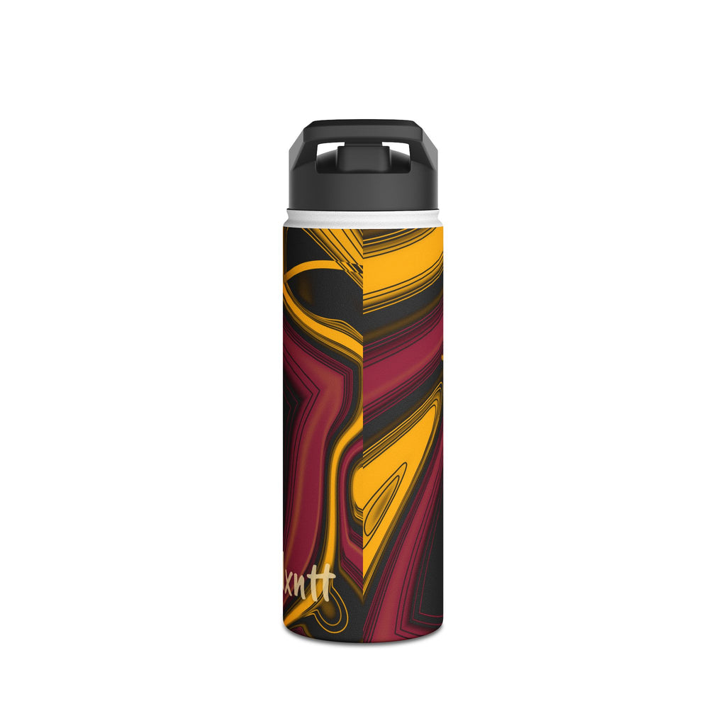 Cardinal Red, Black & Gold Trippy Football Water Bottle