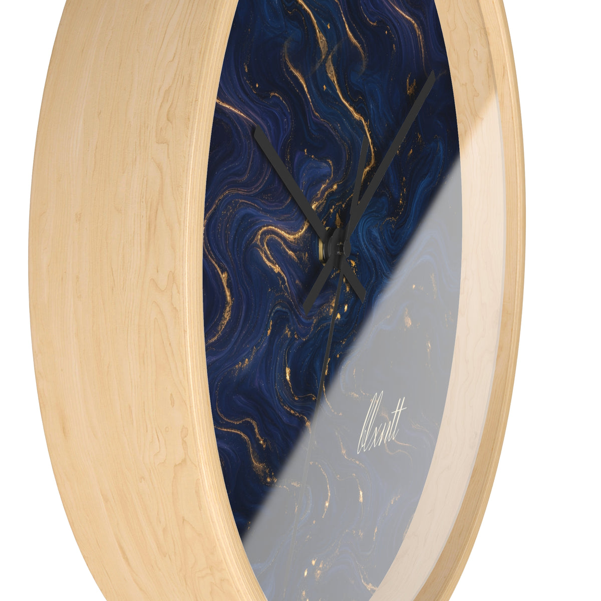 Navy & Gold Marble Wall Clock