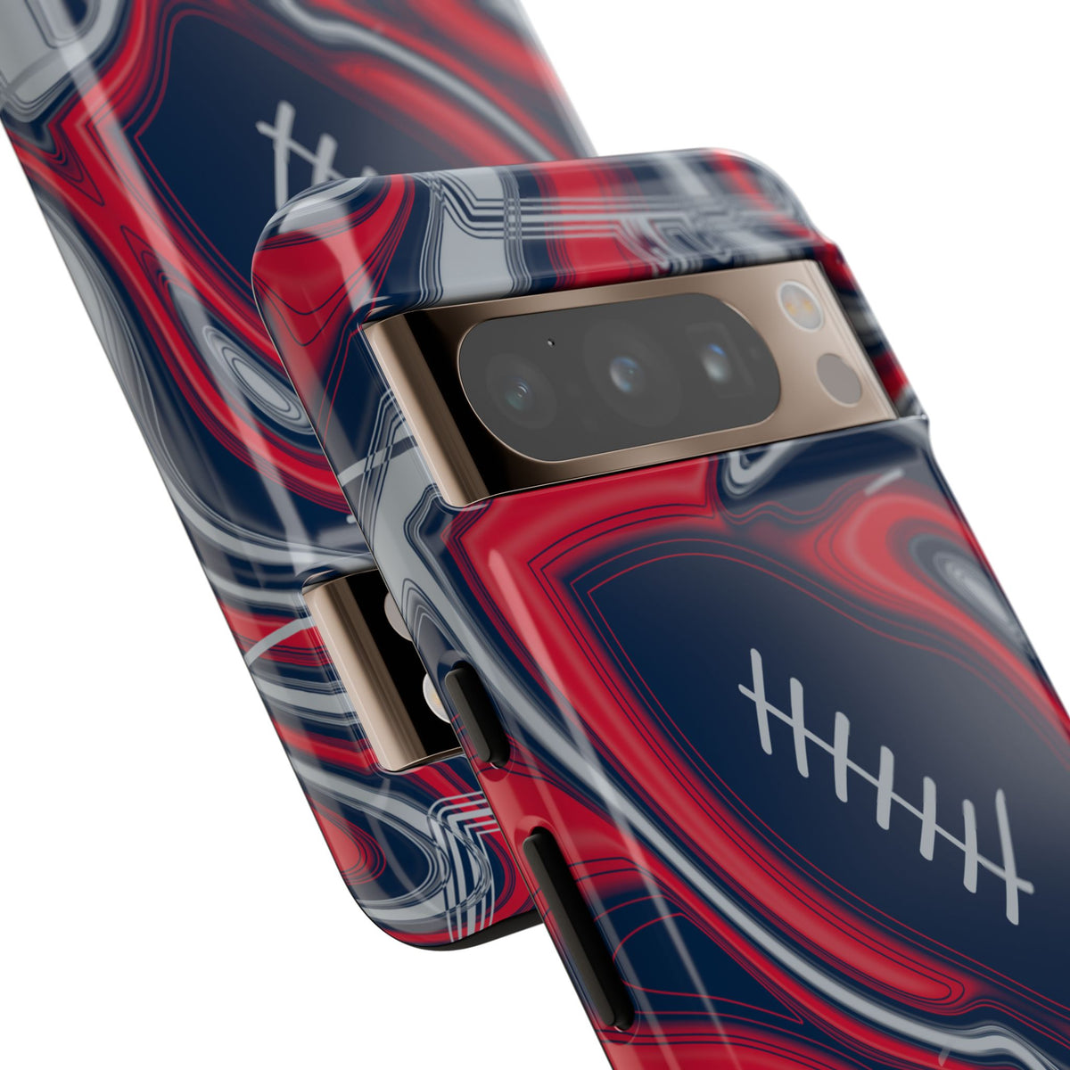 Navy, Red & Silver Trippy Football Phone Case