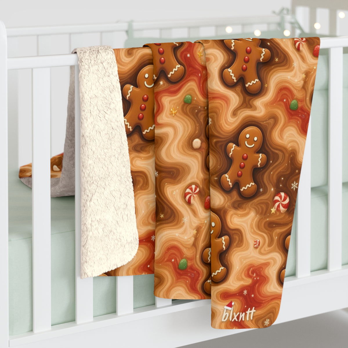 Gingerbread Trippy Christmas Sherpa Blanket