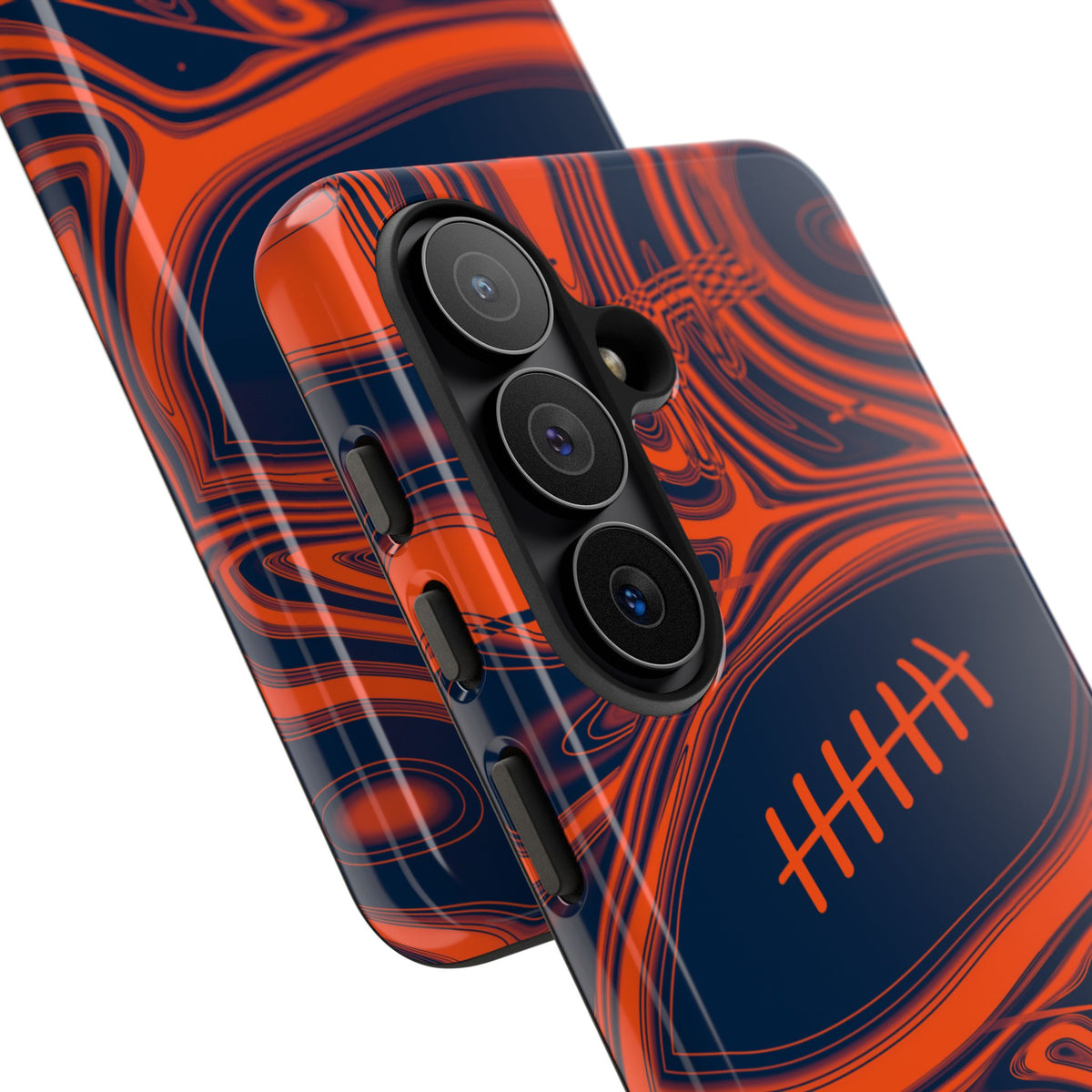 Orange & Navy Trippy Football Phone Case