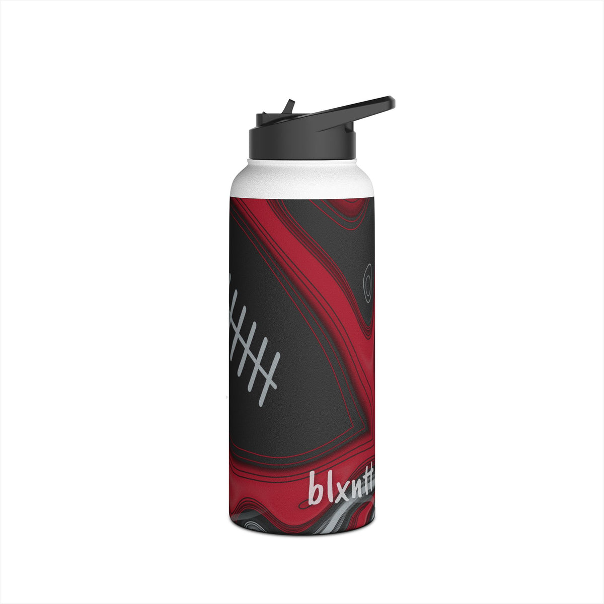 Red, Black & Silver Trippy Football Water Bottle