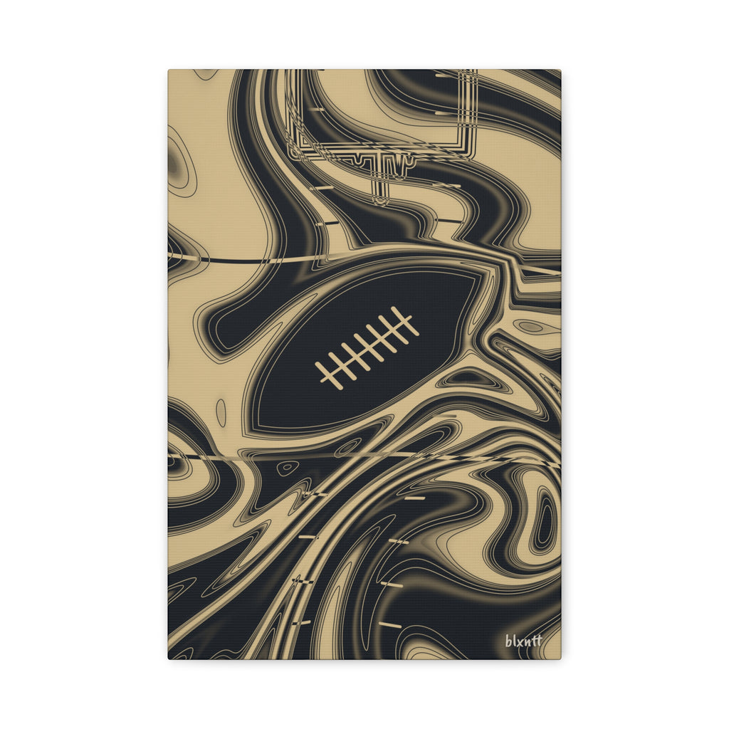 Old Gold & Black Trippy Football Canvas