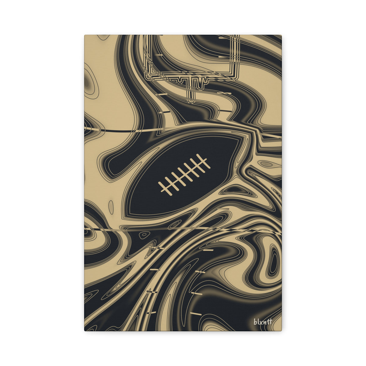 Old Gold & Black Trippy Football Canvas