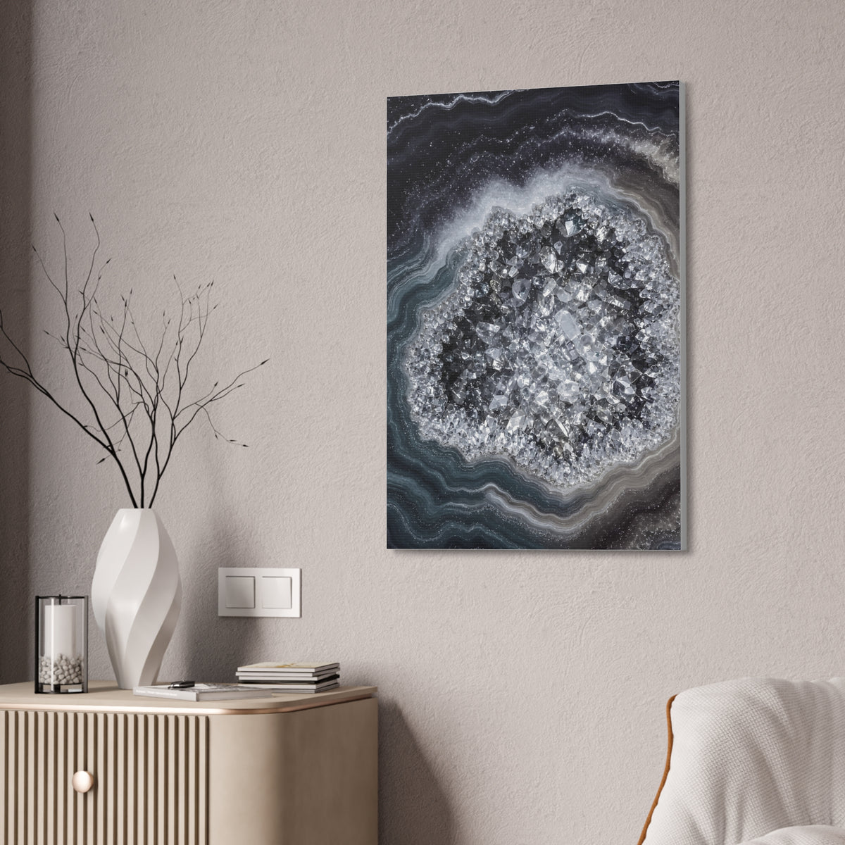 Geode Core - Silver Smoke Glossy Canvas