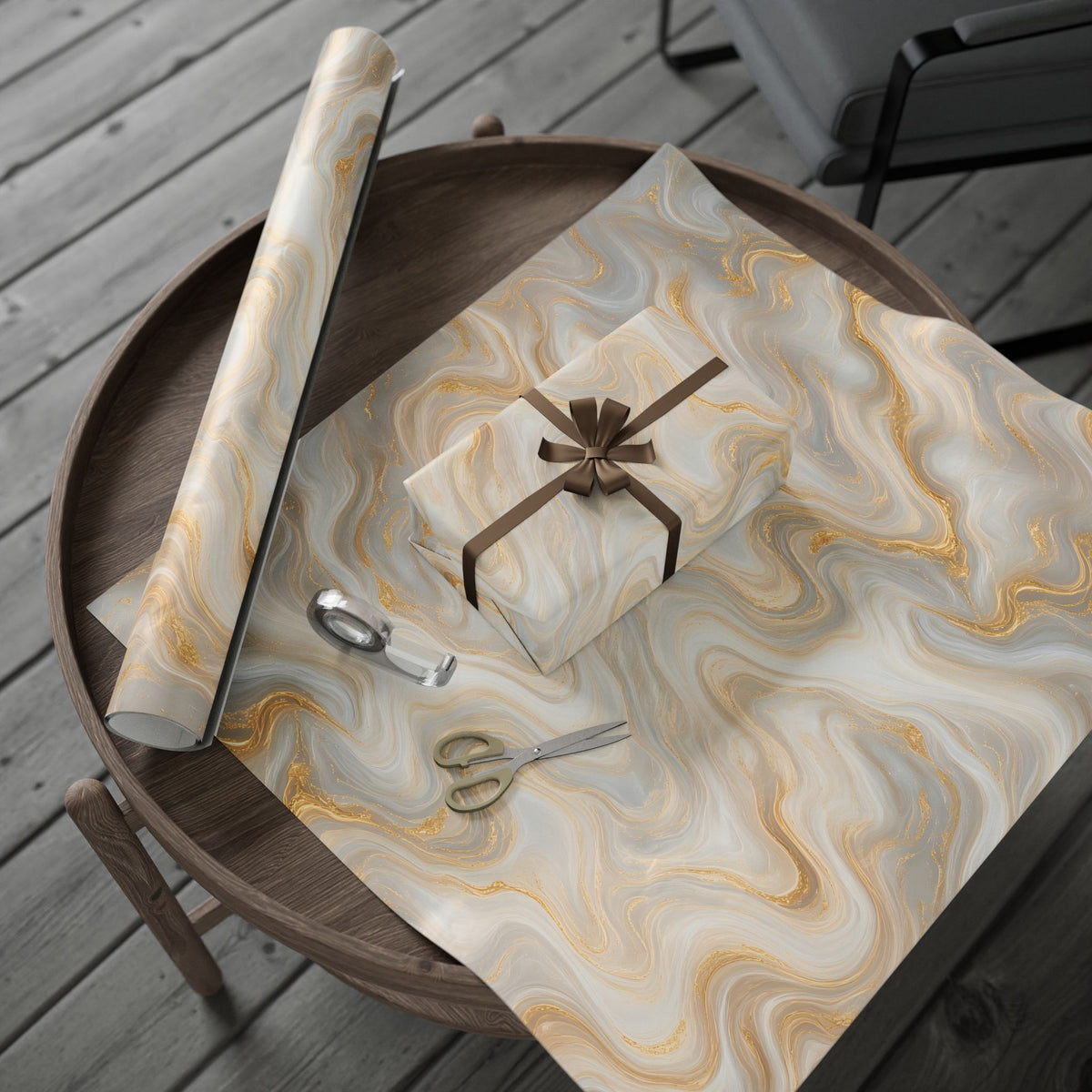 White & Gold Marble Wrapping Paper