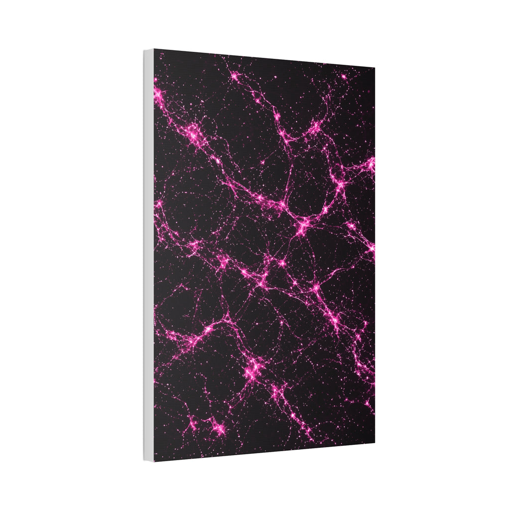 Neon Mycelium - Hot Pink Pulse Glossy Canvas