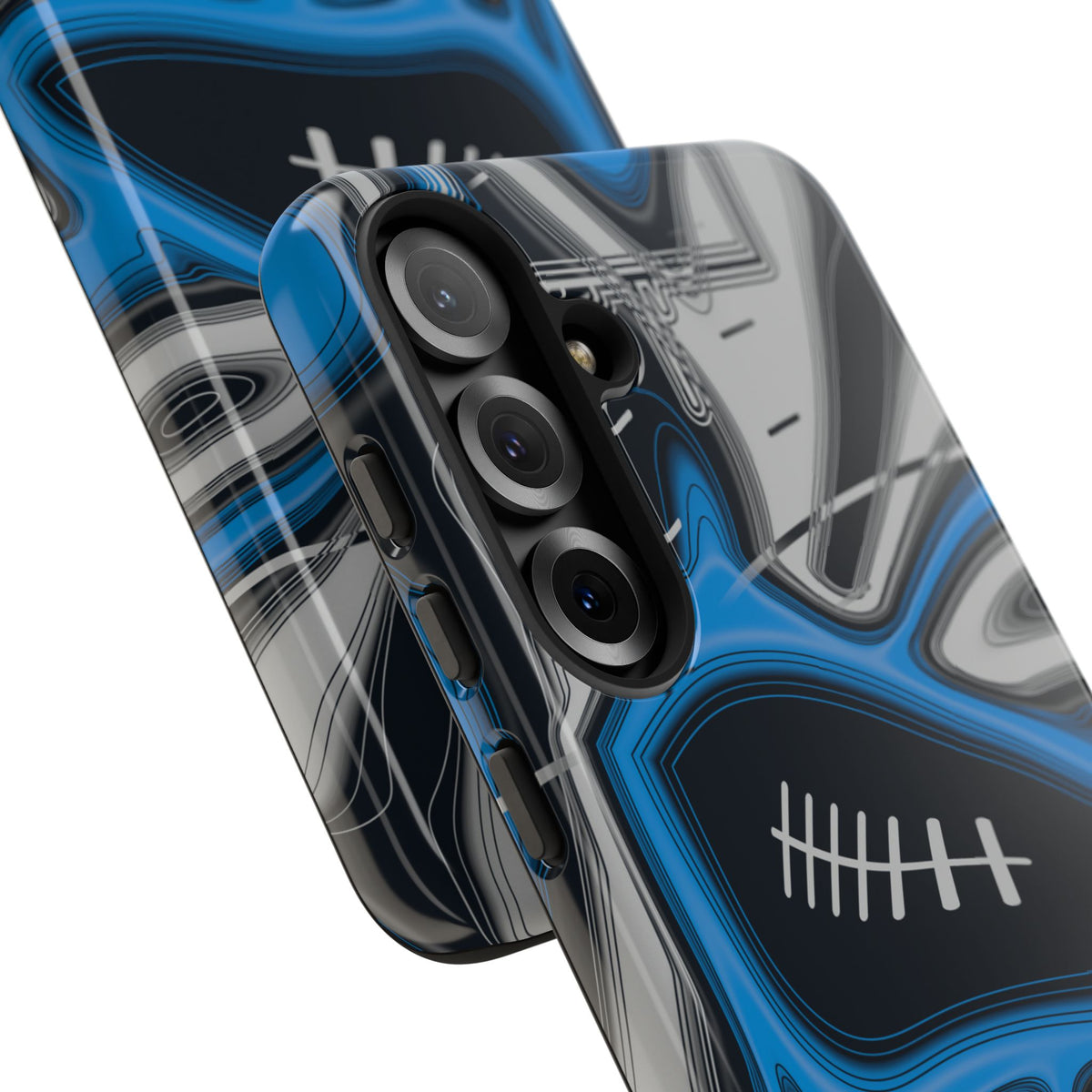 Sky Blue, Black & Silver Trippy Football Phone Case