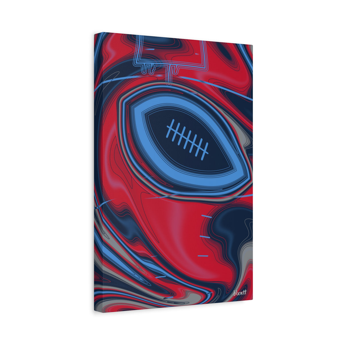 Navy, Light Blue & Red Trippy Football Canvas