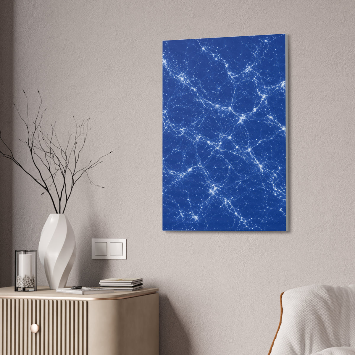Neon Mycelium - Blueprint Glossy Canvas
