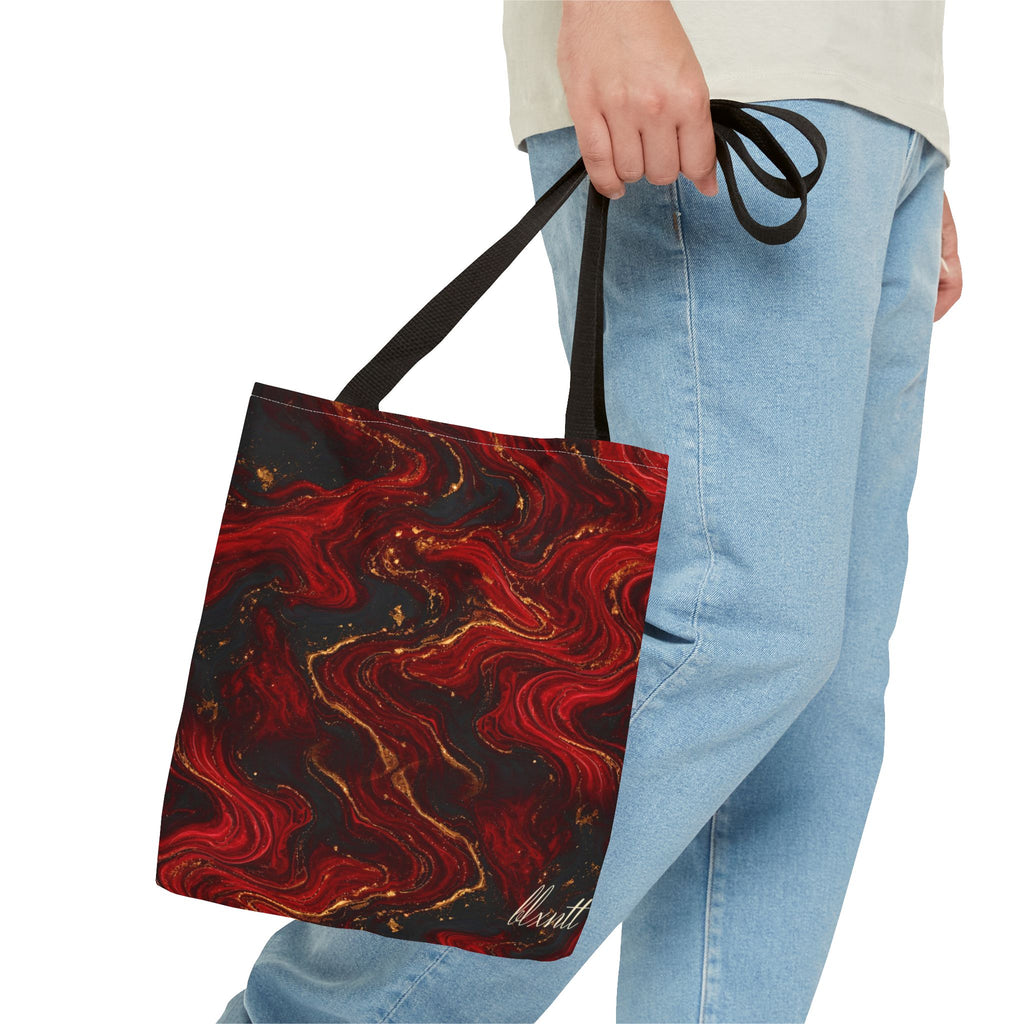 Red & Black Marble Tote Bag