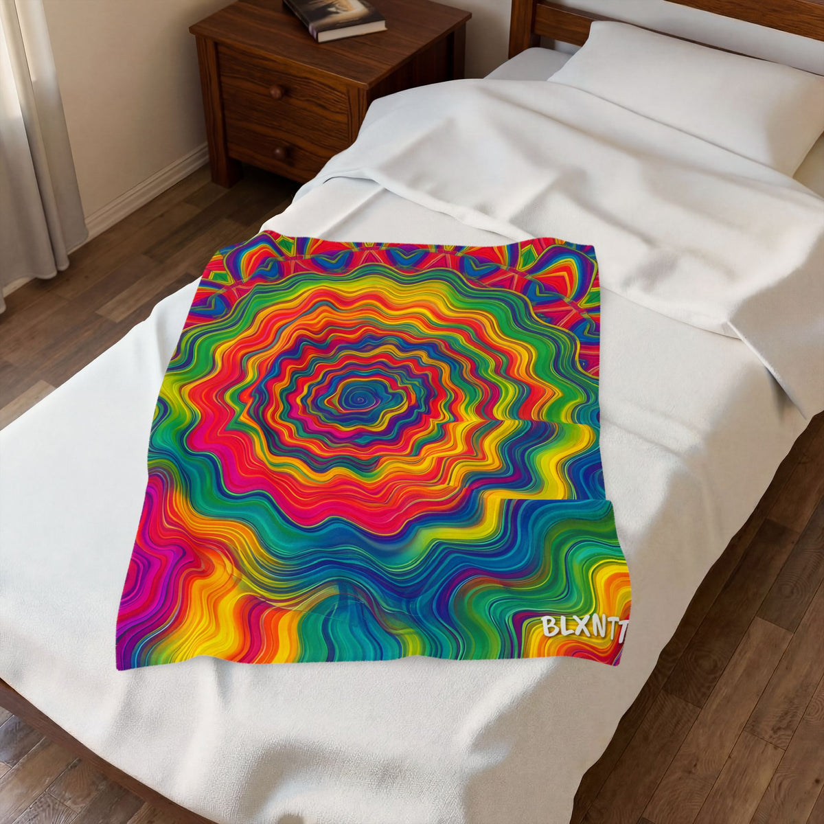 Hypnotic Rainbow Ripple Blanket