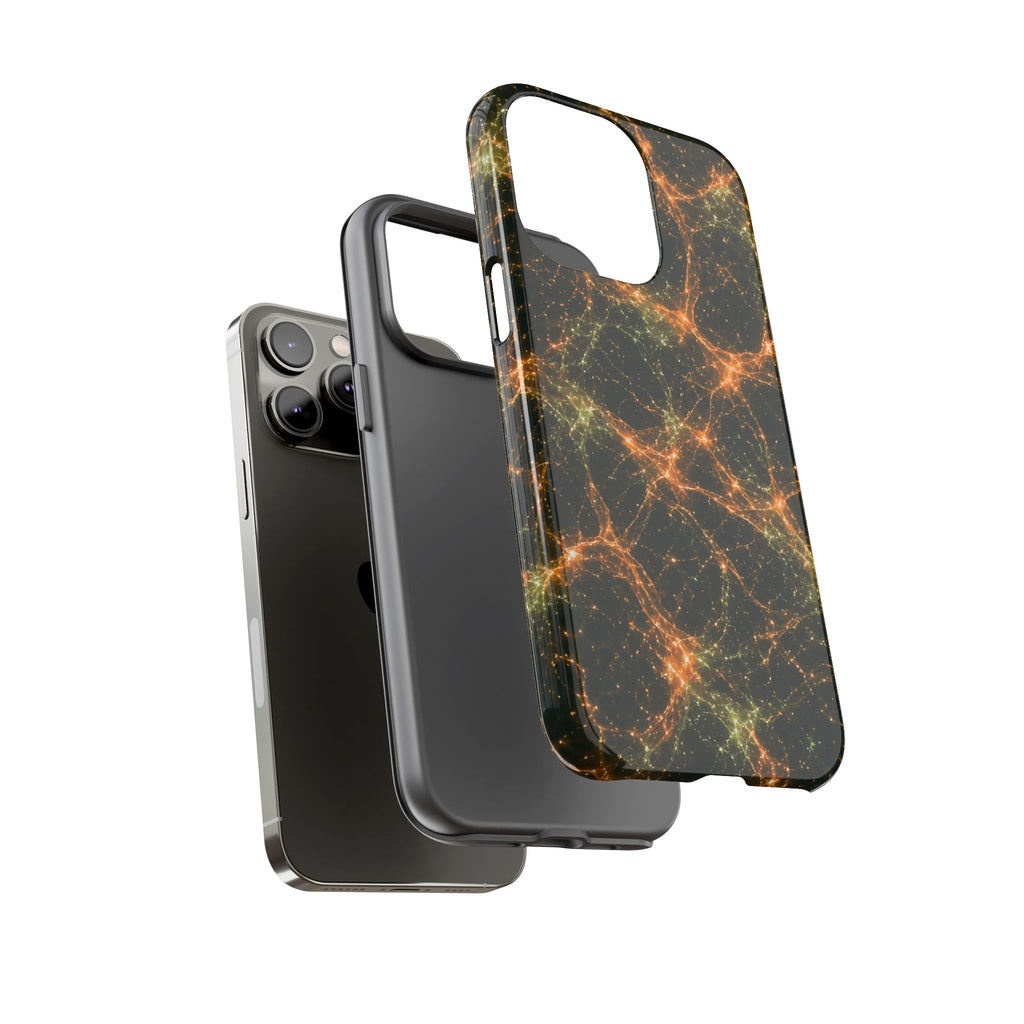 Neon Mycelium - Electric Tangerine Teal Phone Case
