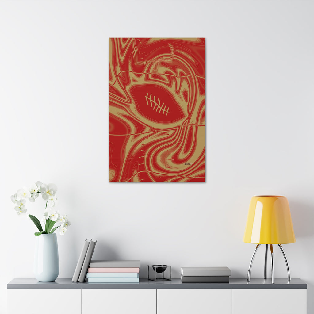 Scarlet & Gold Trippy Football Glossy Canvas