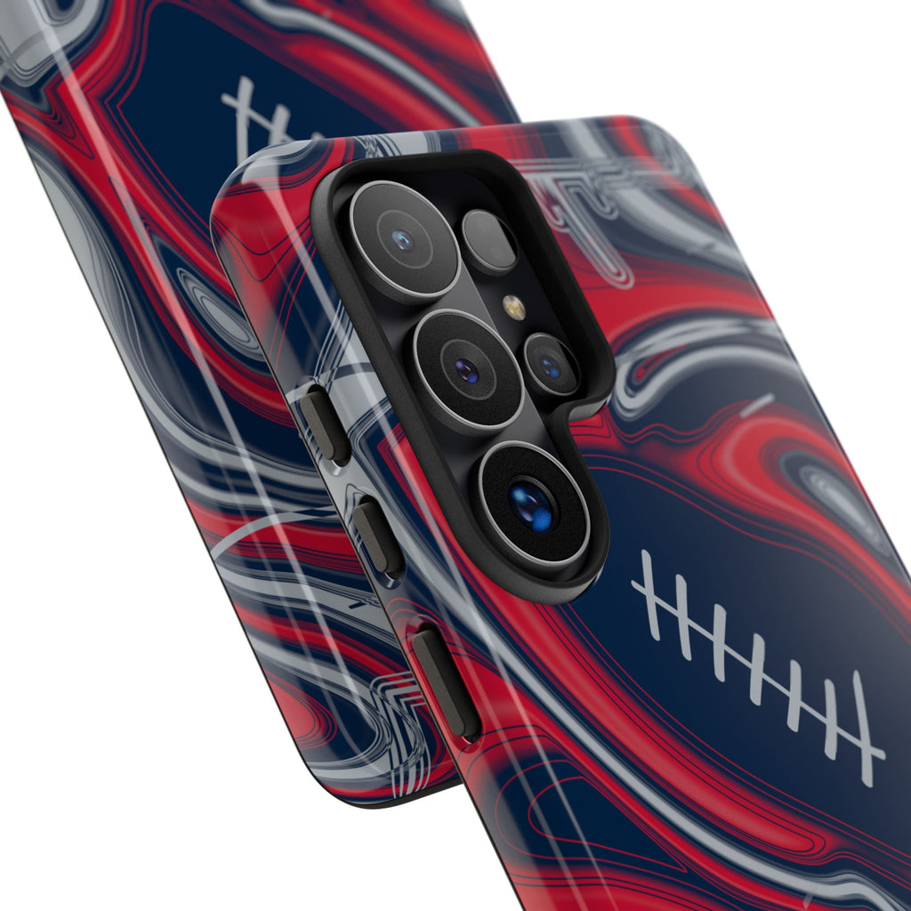 Navy, Red & Silver Trippy Football Phone Case