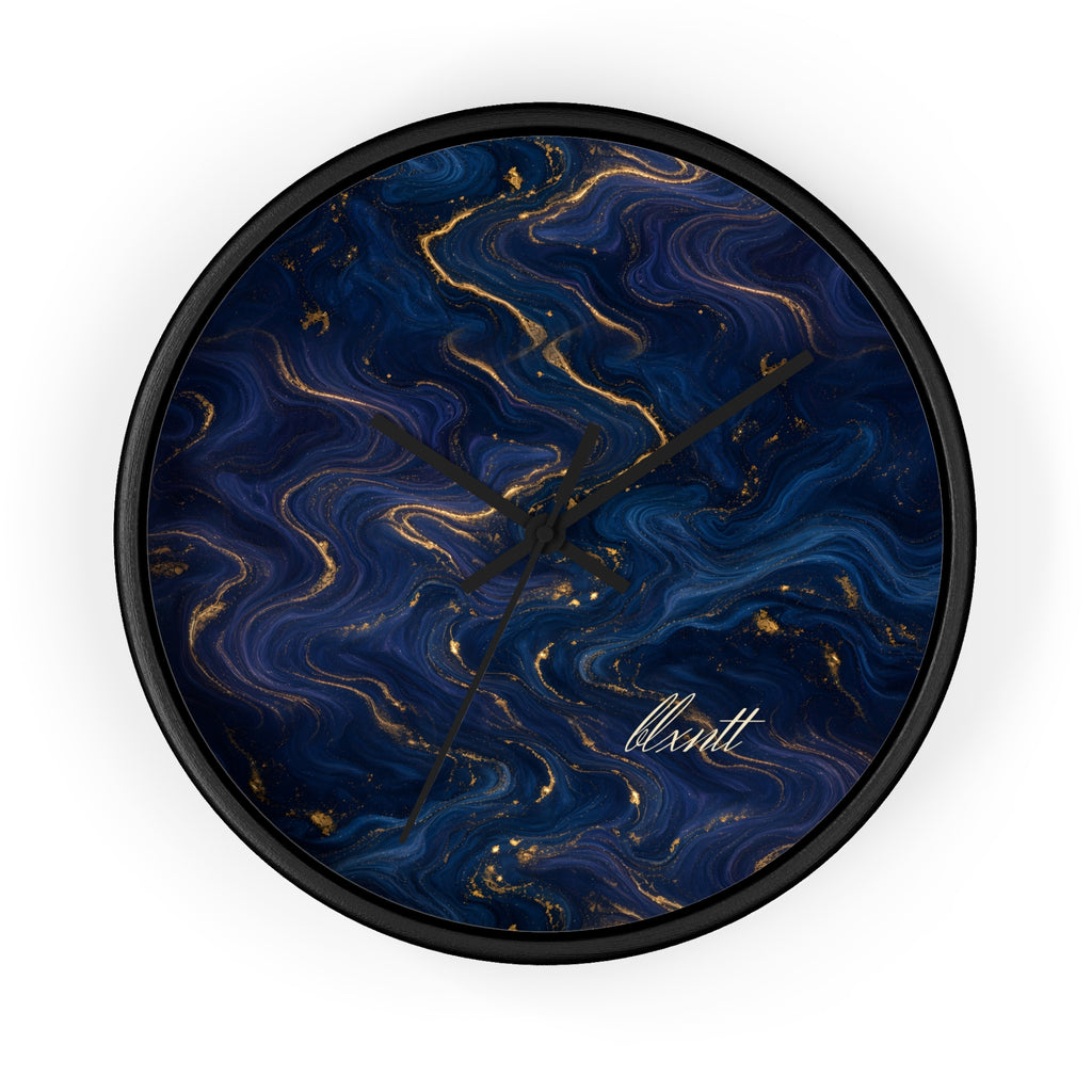 Navy & Gold Marble Wall Clock