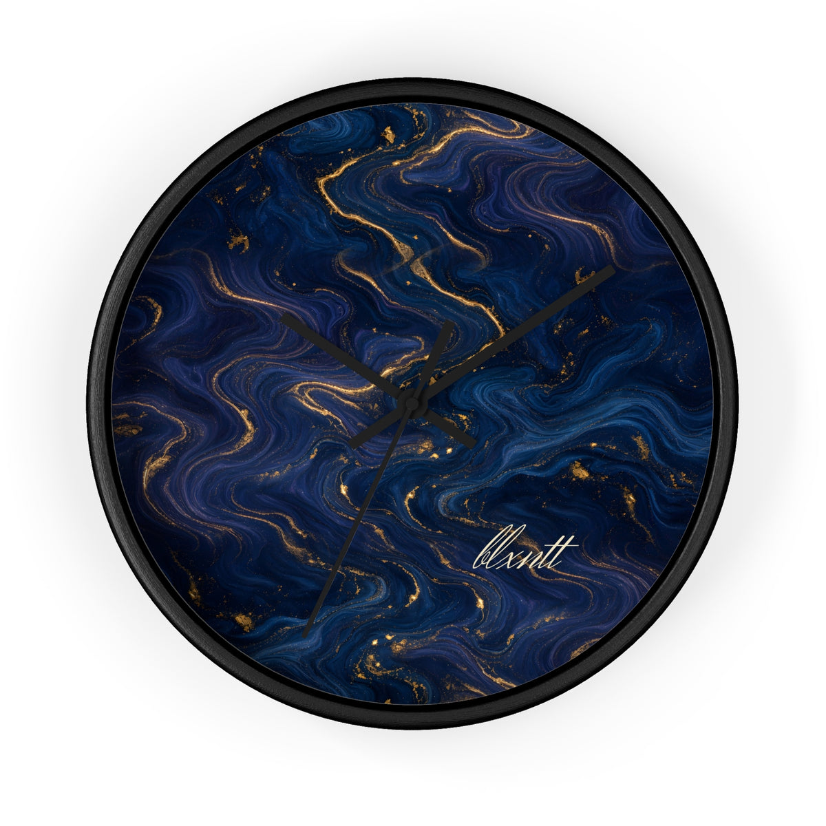 Navy & Gold Marble Wall Clock