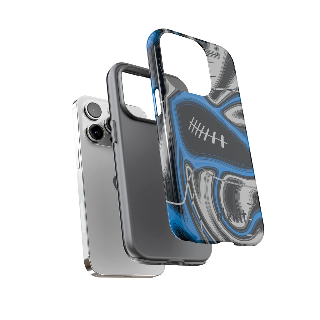 Sky Blue, Black & Silver Trippy Football Phone Case