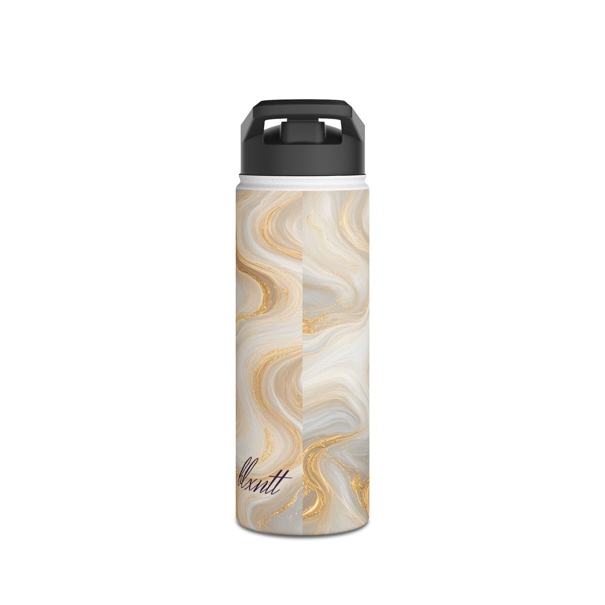 White & Gold Marble Water Bottle
