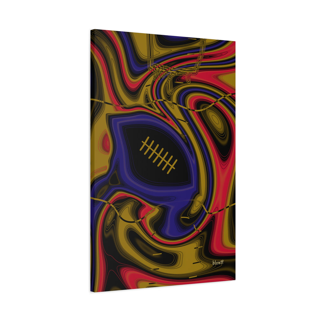 Purple, Black & Gold Trippy Football Canvas