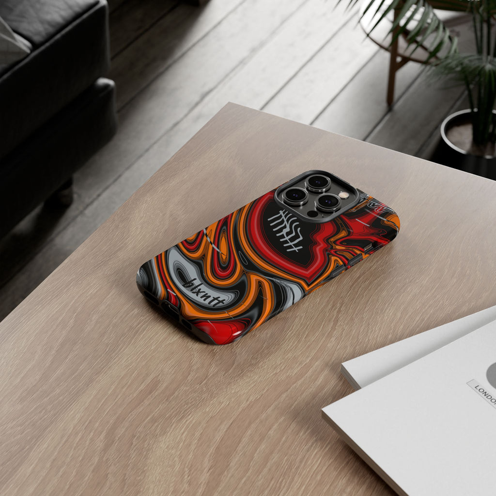 Red, Orange & Pewter Trippy Football Phone Case