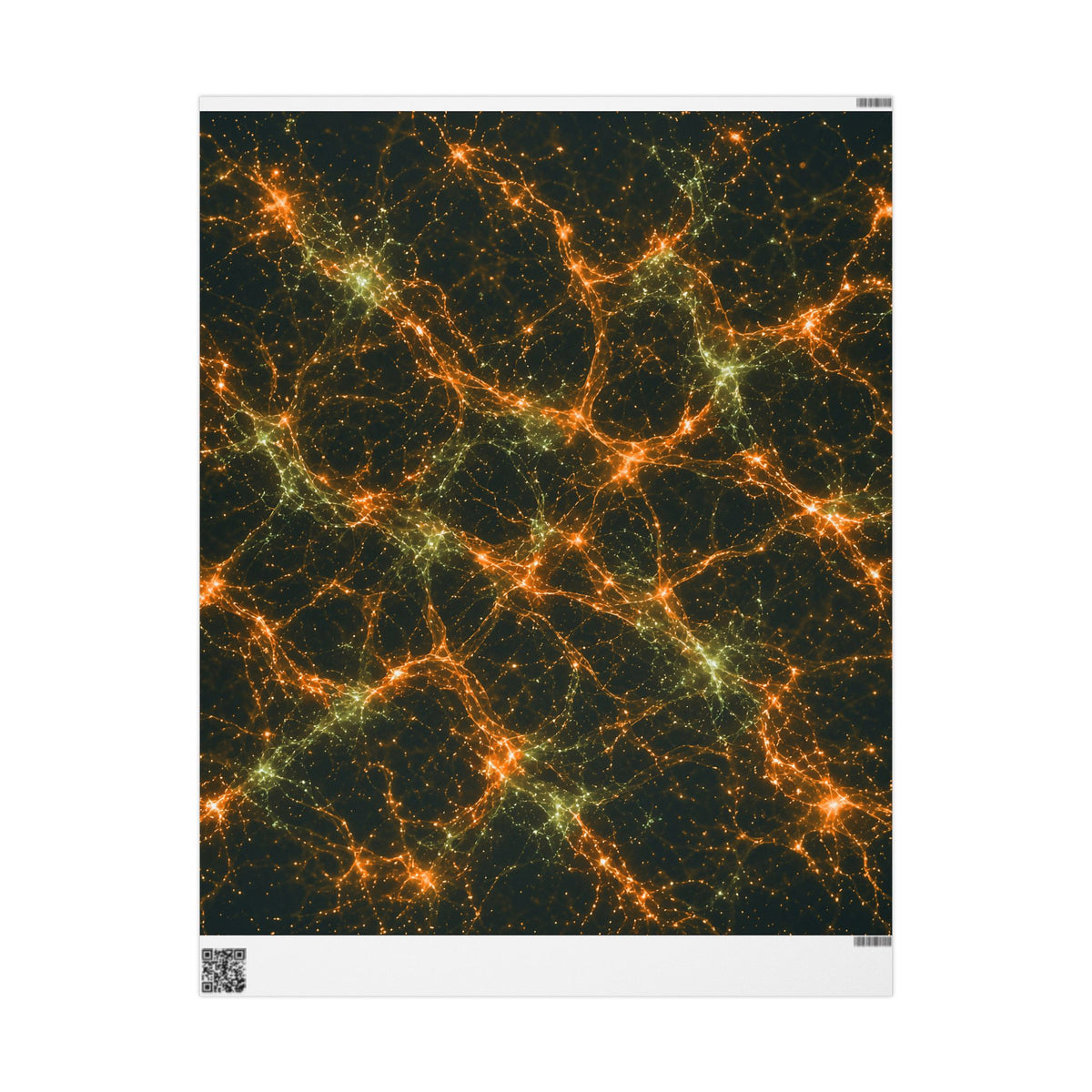 Neon Mycelium - Electric Tangerine Teal Wrapping Paper