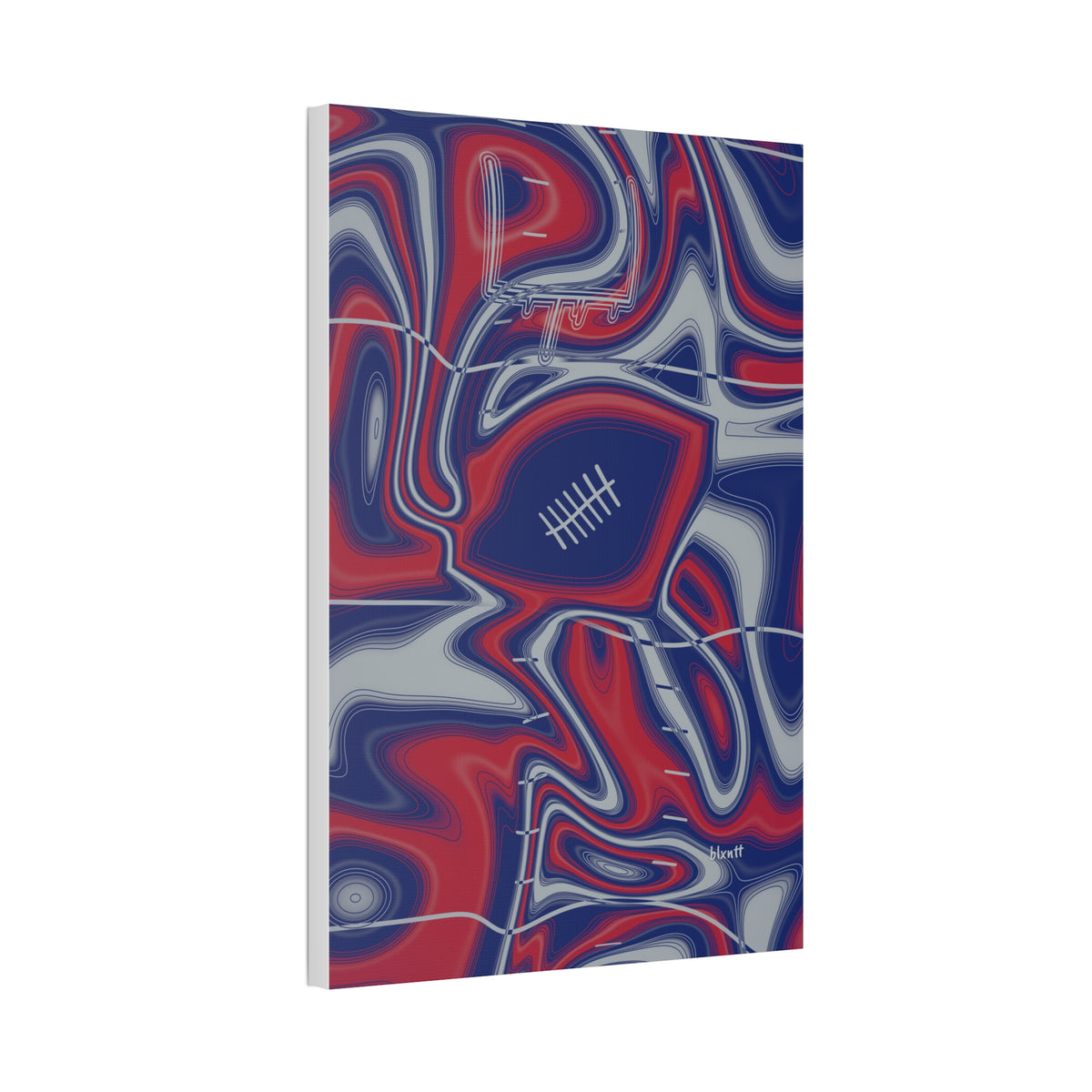Dark Blue, Red & Gray Trippy Football Glossy Canvas