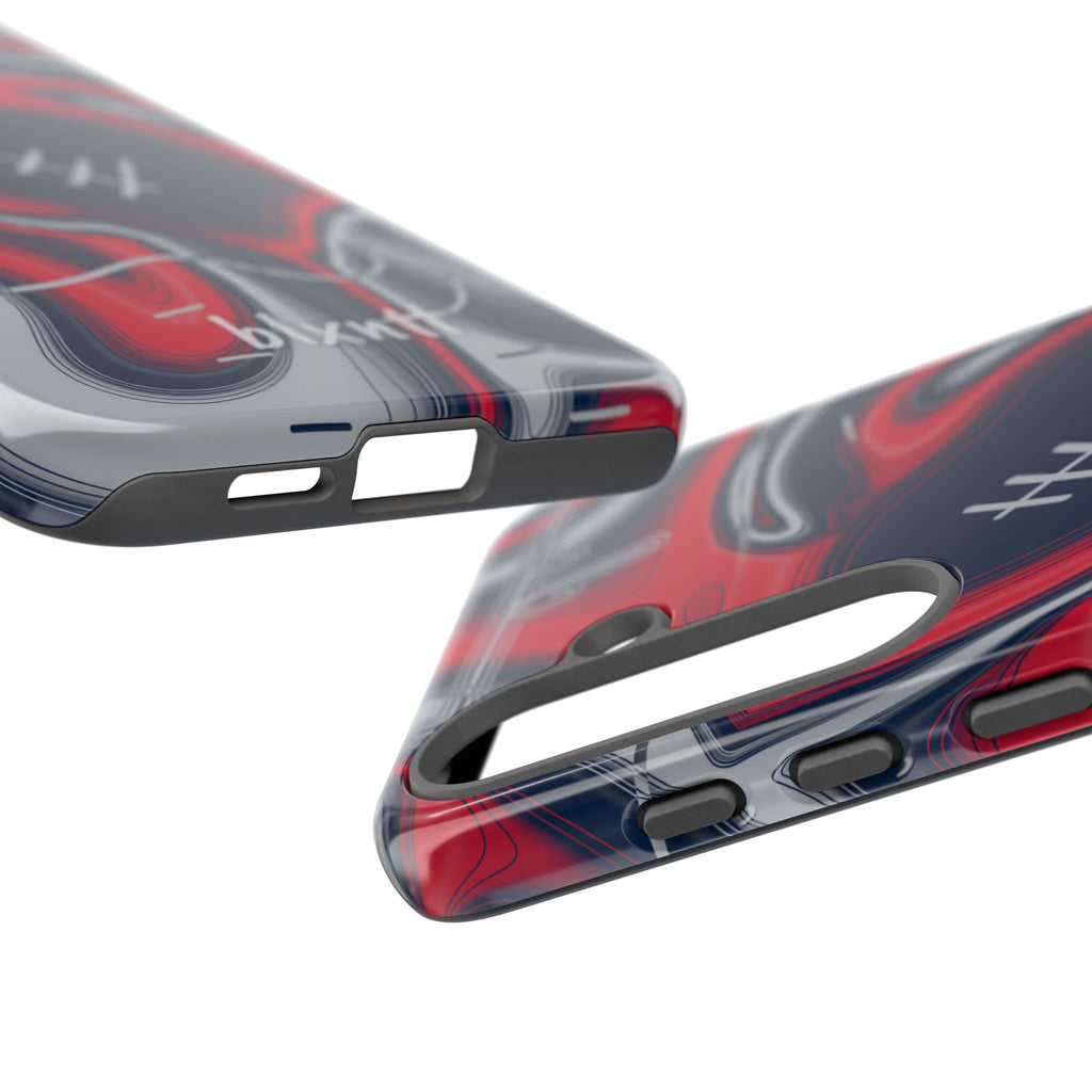 Navy, Red & Silver Trippy Football Phone Case