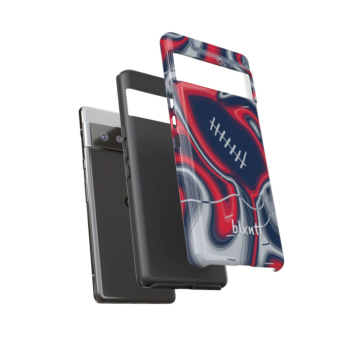 Navy, Red & Silver Trippy Football Phone Case
