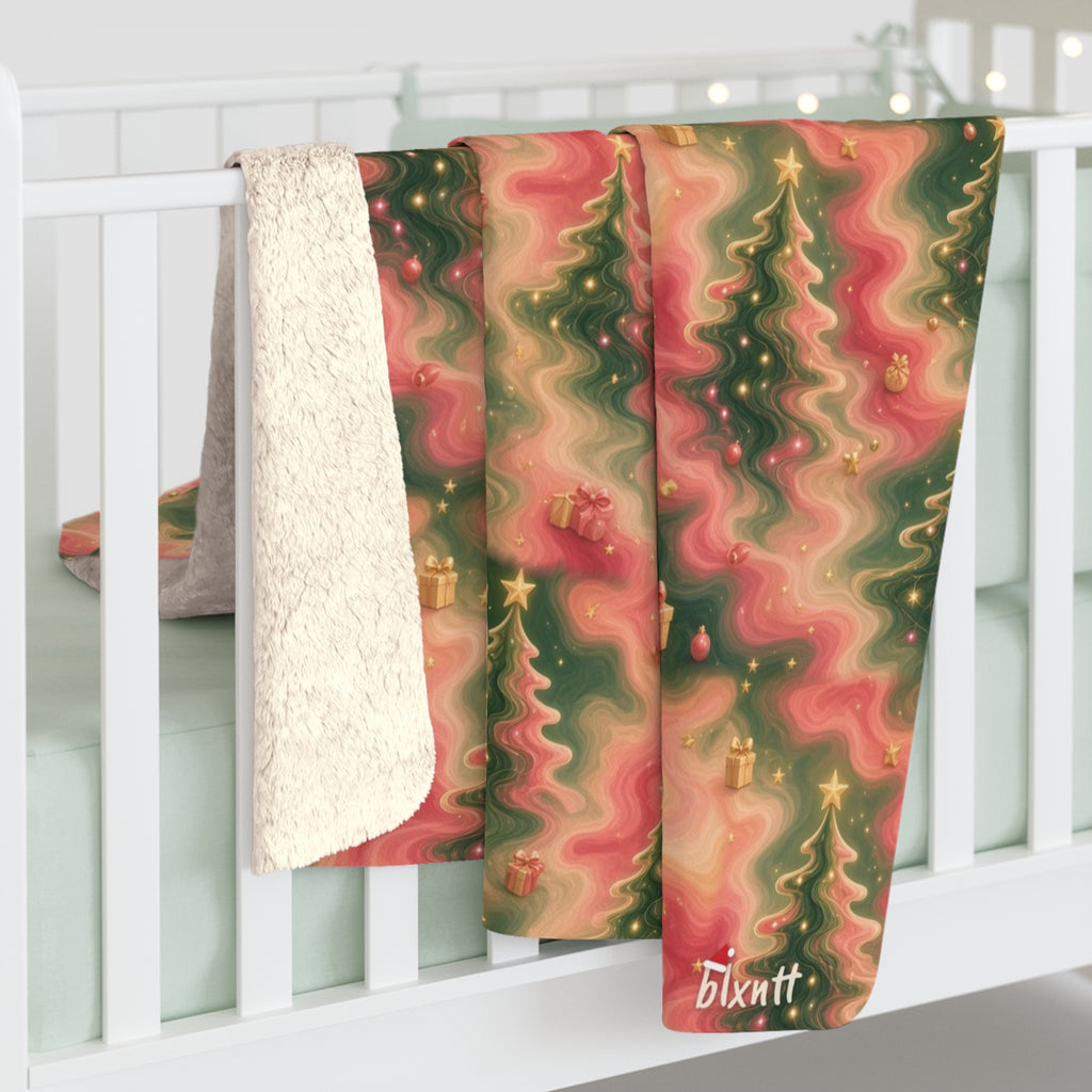 Trees Trippy Christmas Sherpa Blanket