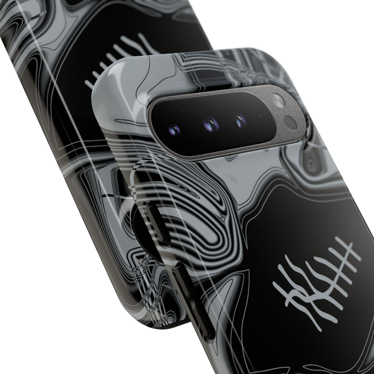 Black & Silver Trippy Football Phone Case