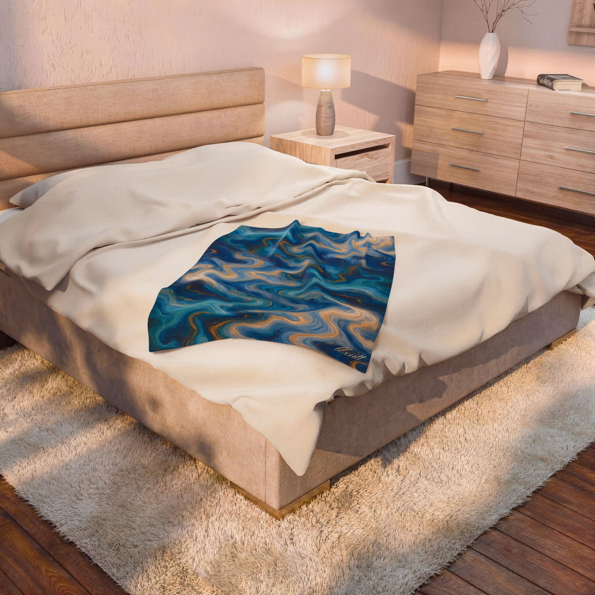 Ocean Blue Marble Blanket