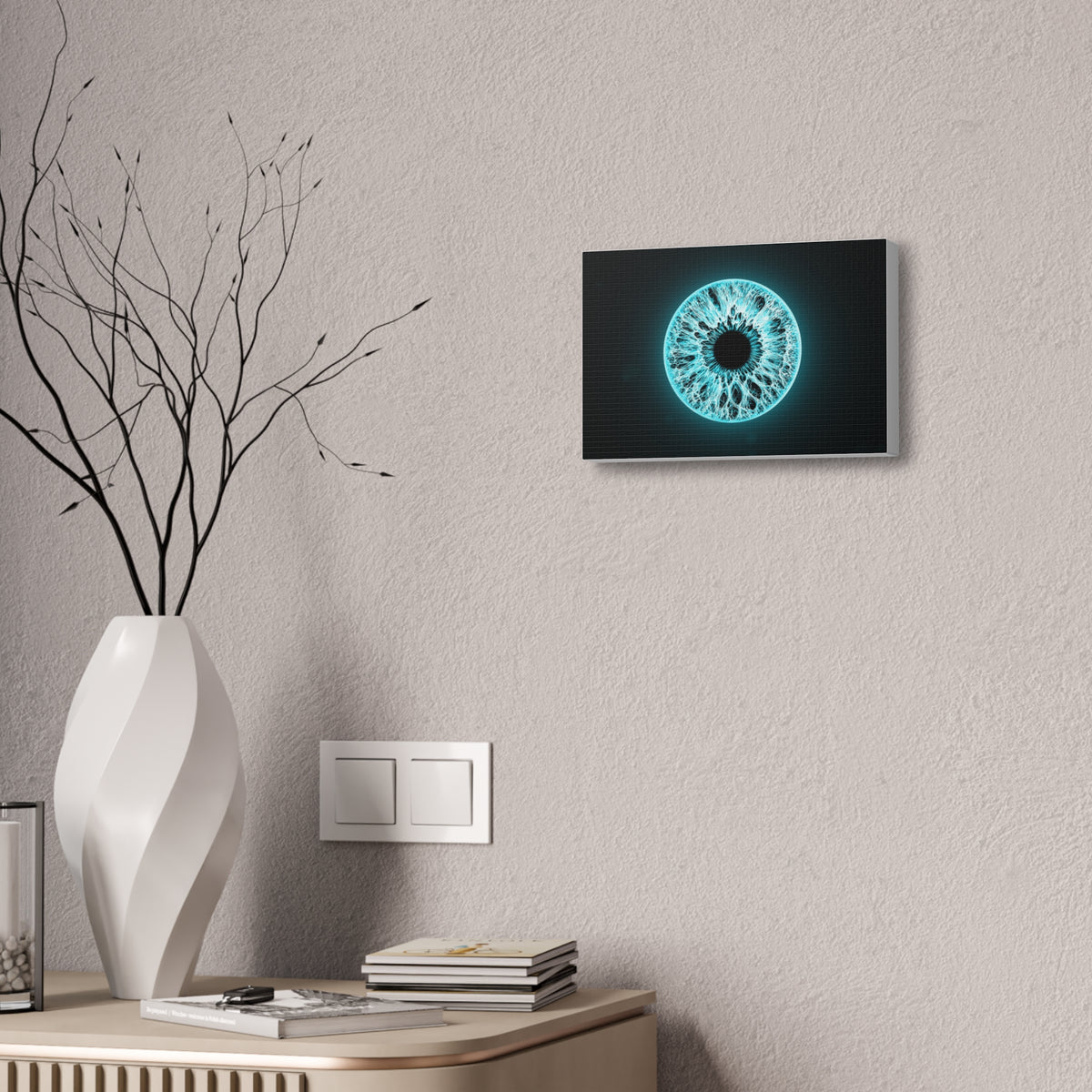 BLXNTT Iris – Lace Web Electric Cyan Glossy Canvas